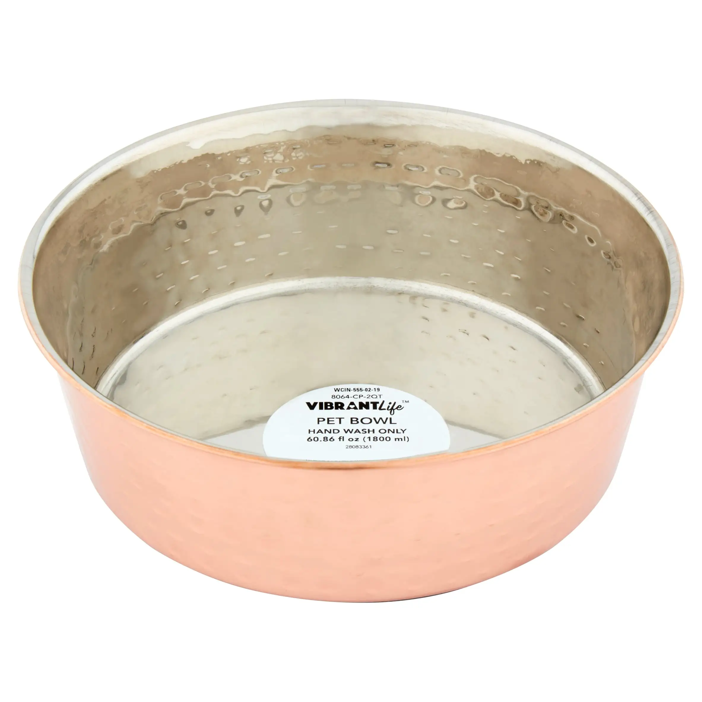 Vibrant Life Large Copper Pet Bowl. 60 oz