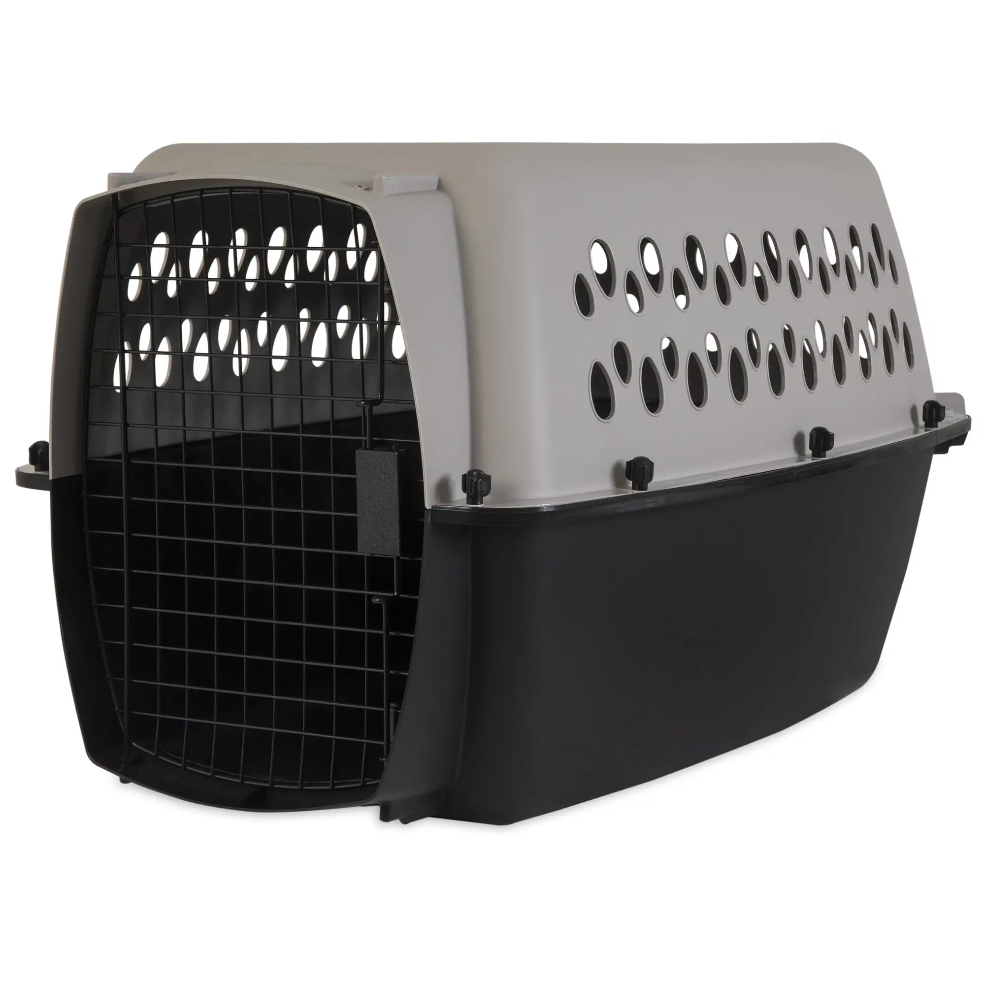 Vibrant Life Pet Kennel Small/Medium 26 Dog Crate. Plastic Travel Pet Carrier for Pets 15-25 lb. Grey