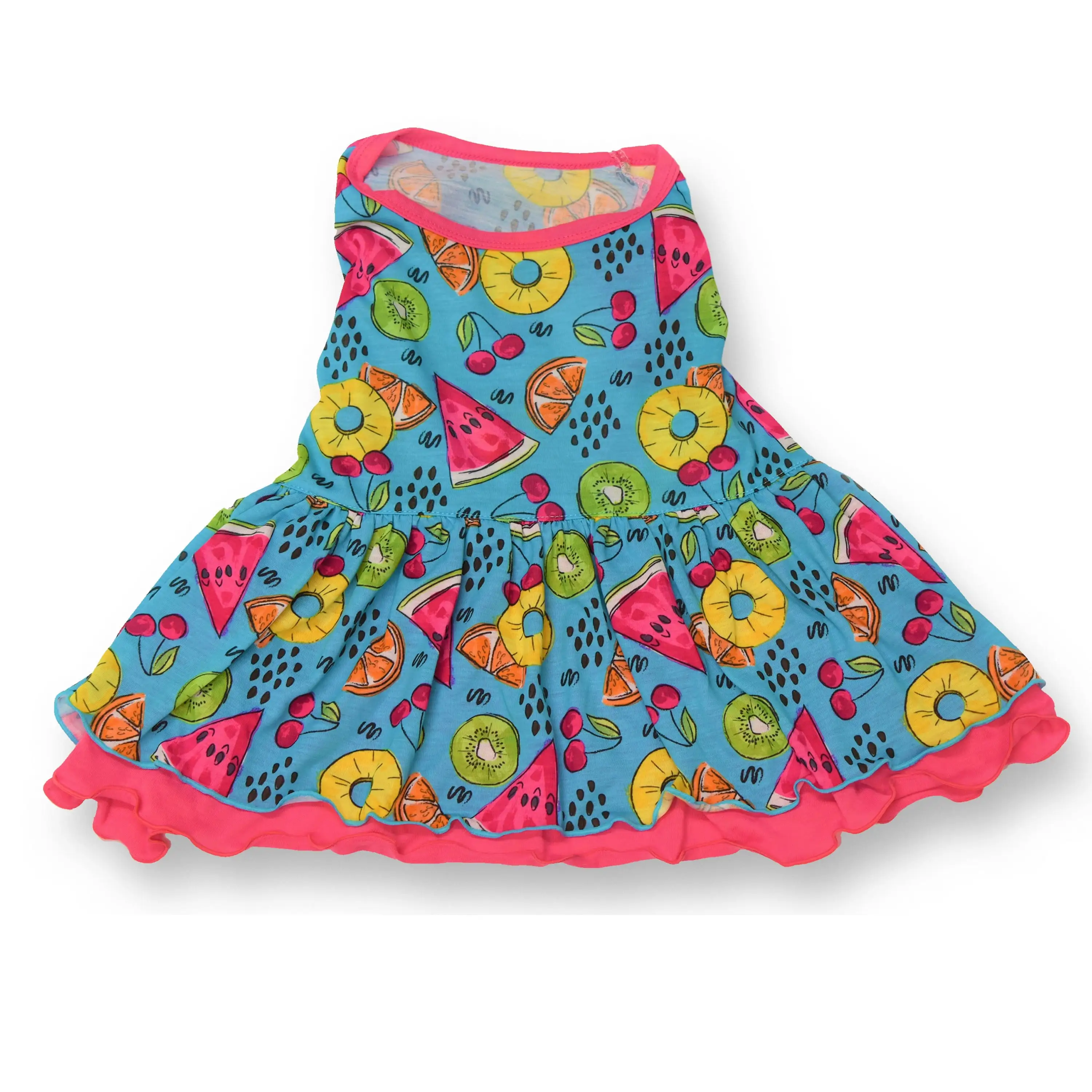 Vibrant Life Polyester Fruit Dog Dress. Blue. XXS