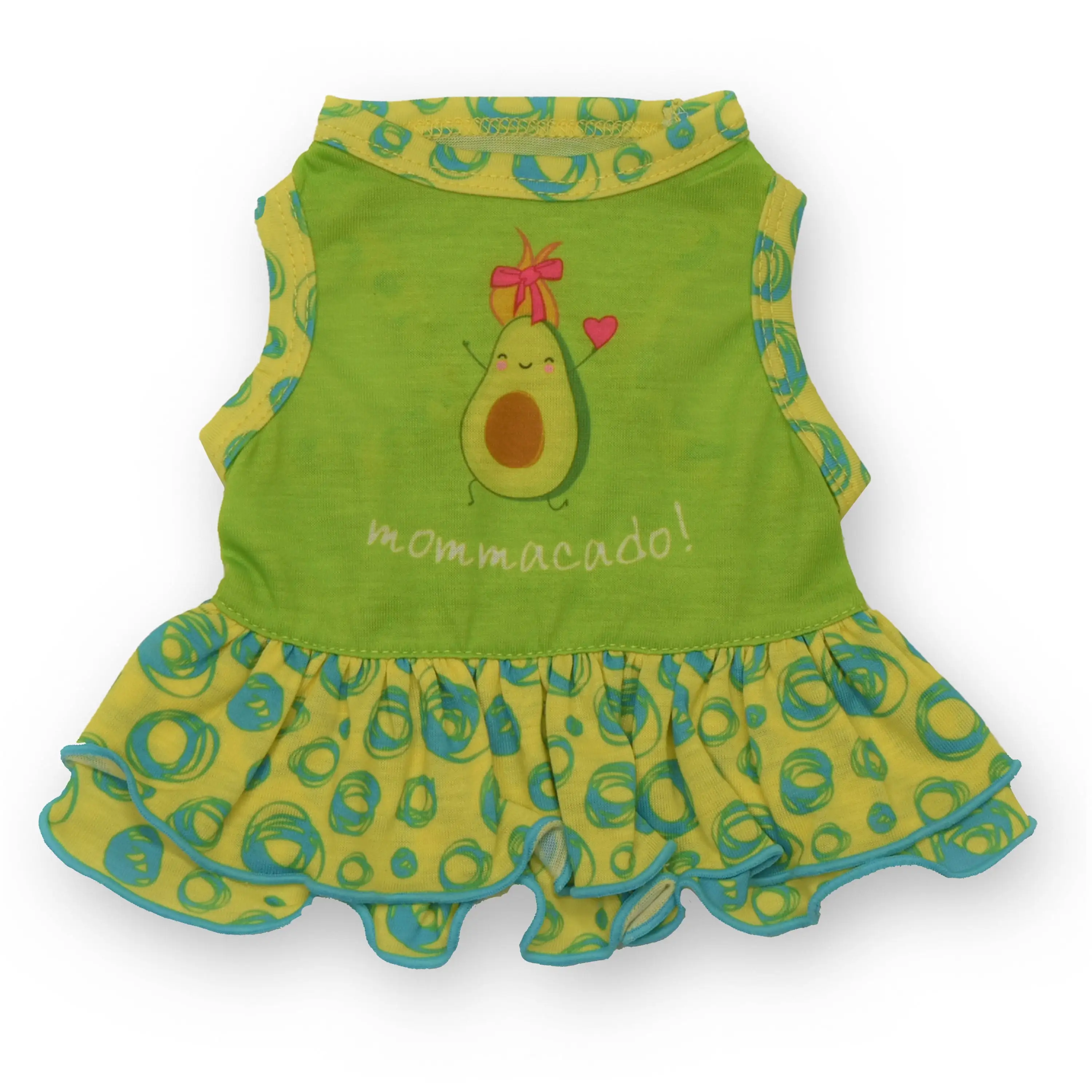 Vibrant Life Polyester Mommacado! Swirls Dog Dress. Green. S