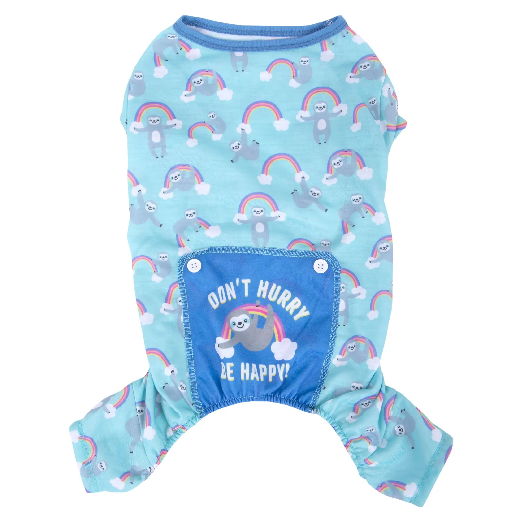 Vibrant Life. Rainbow Sloth Print Pet Pajamas. Blue. S