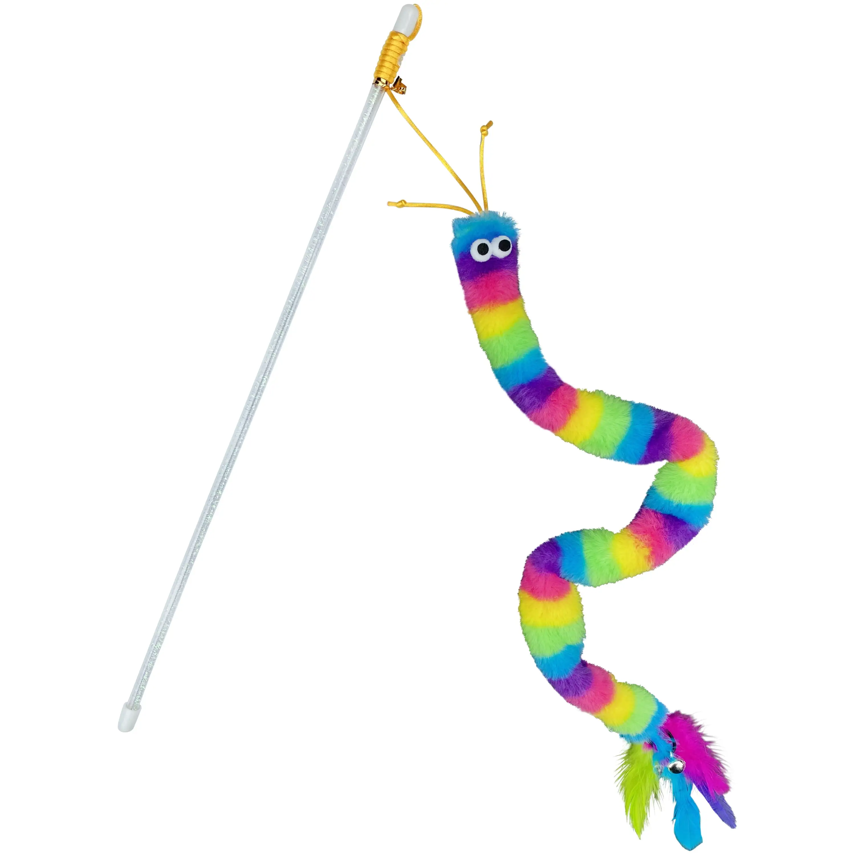 Vibrant Life Rainbow Wand Cat Toy. with Feather and Bell. 1 Pack