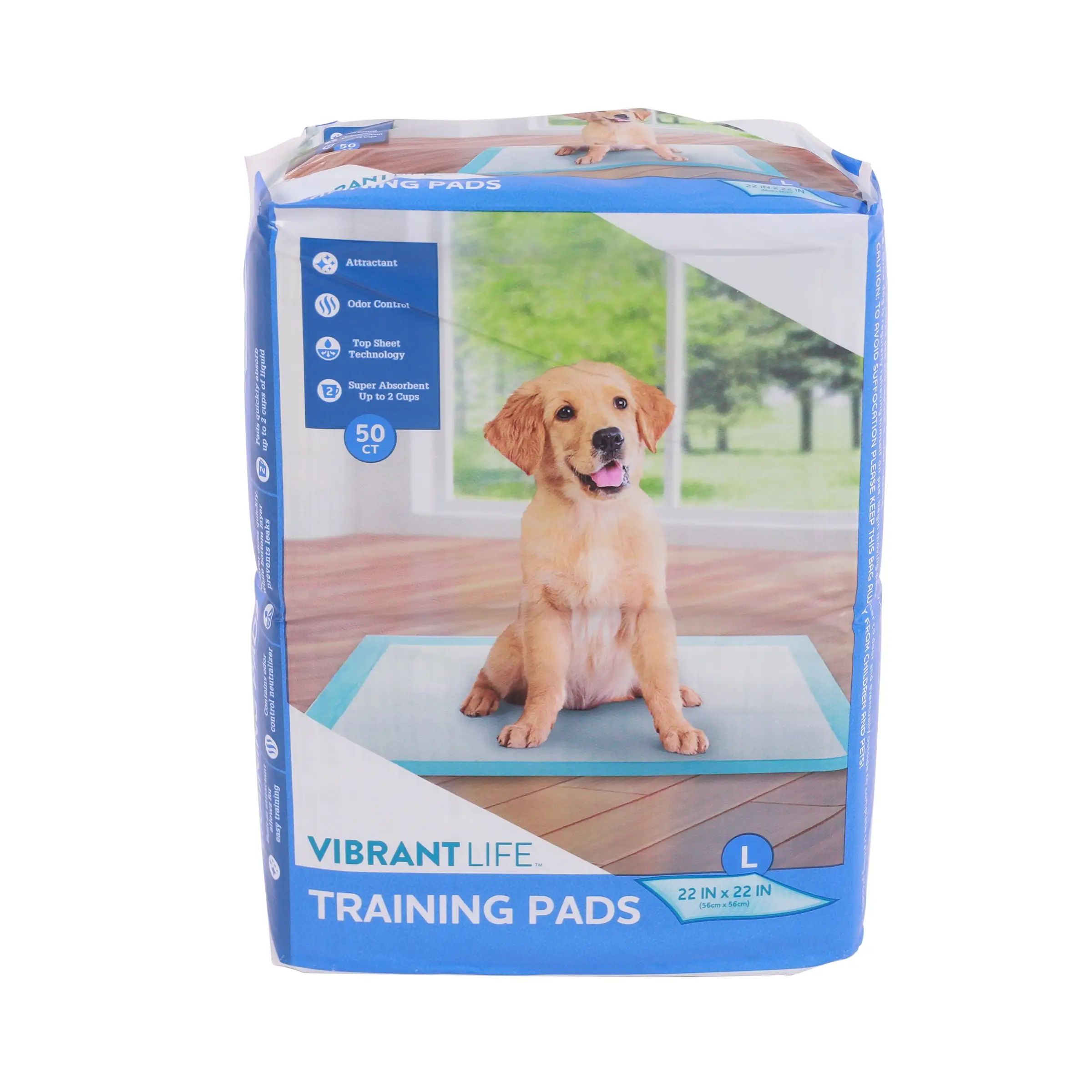 Vibrant Life Training Pads. Dog & Puppy Pads. 22 in x 22 in. 50 Count