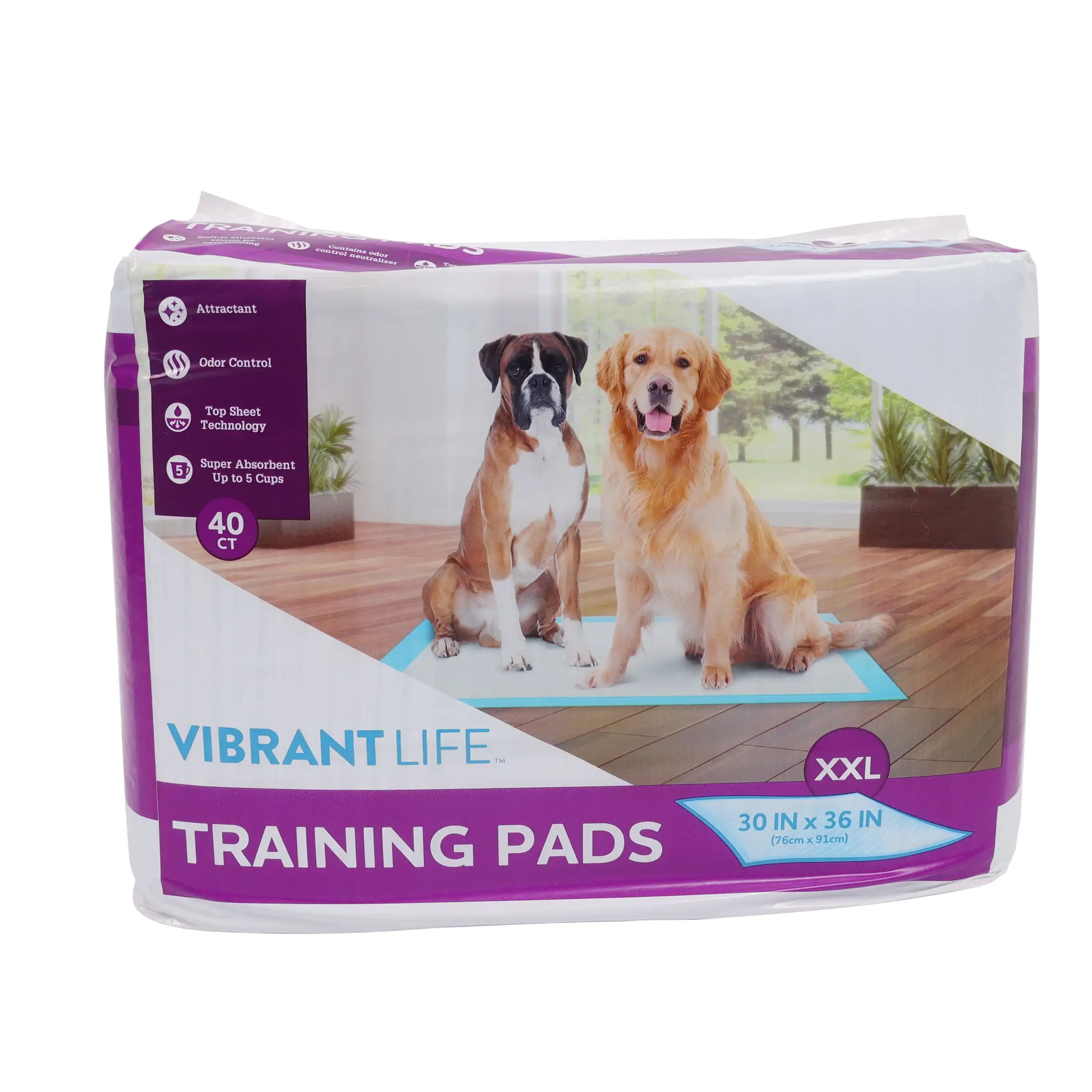 Vibrant Life Training Pads. Dog & Puppy Pads. XXL. 30 in x 36 in. 40 Count