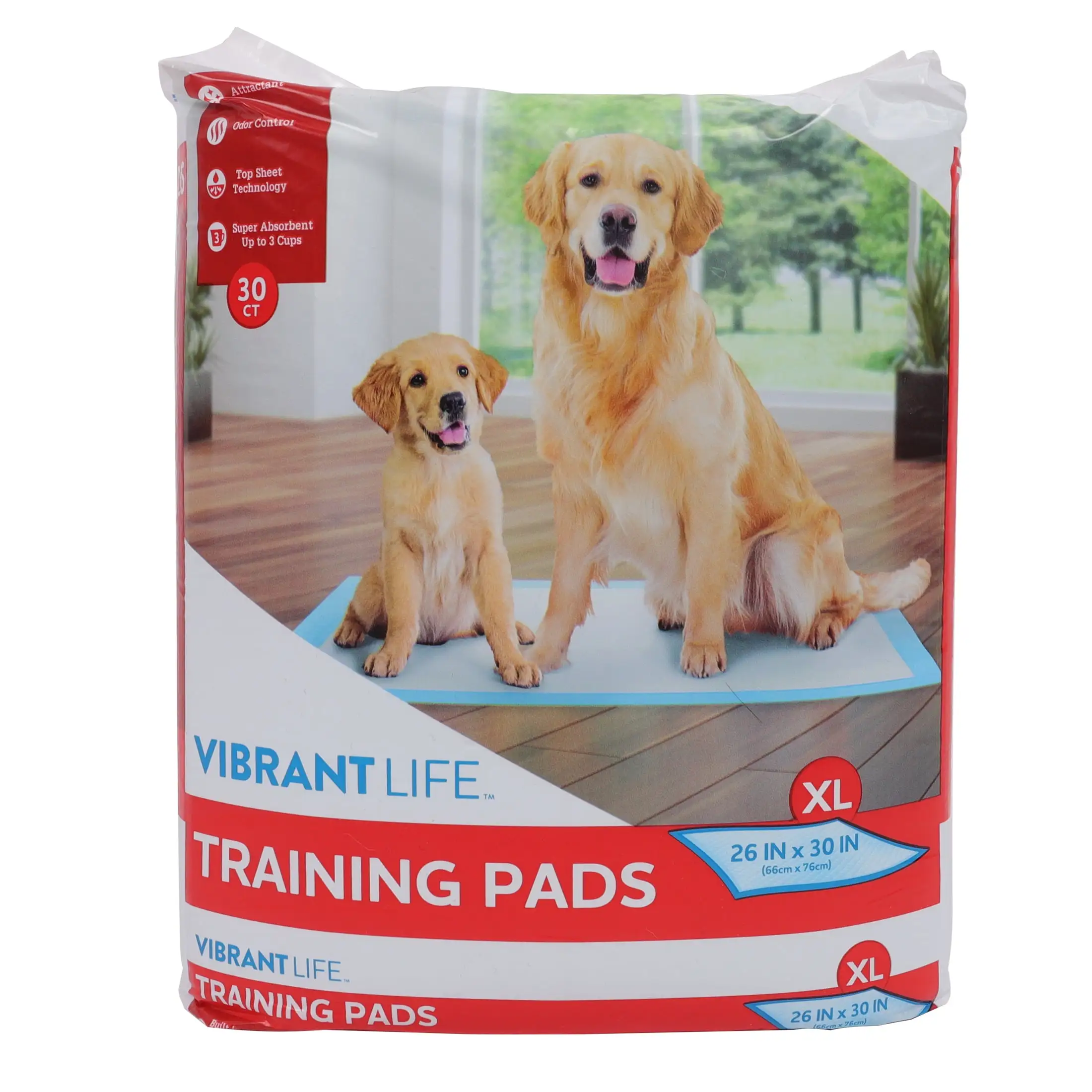 Vibrant Life Training Pads. XL. 26 in x 30 in. 30 Count