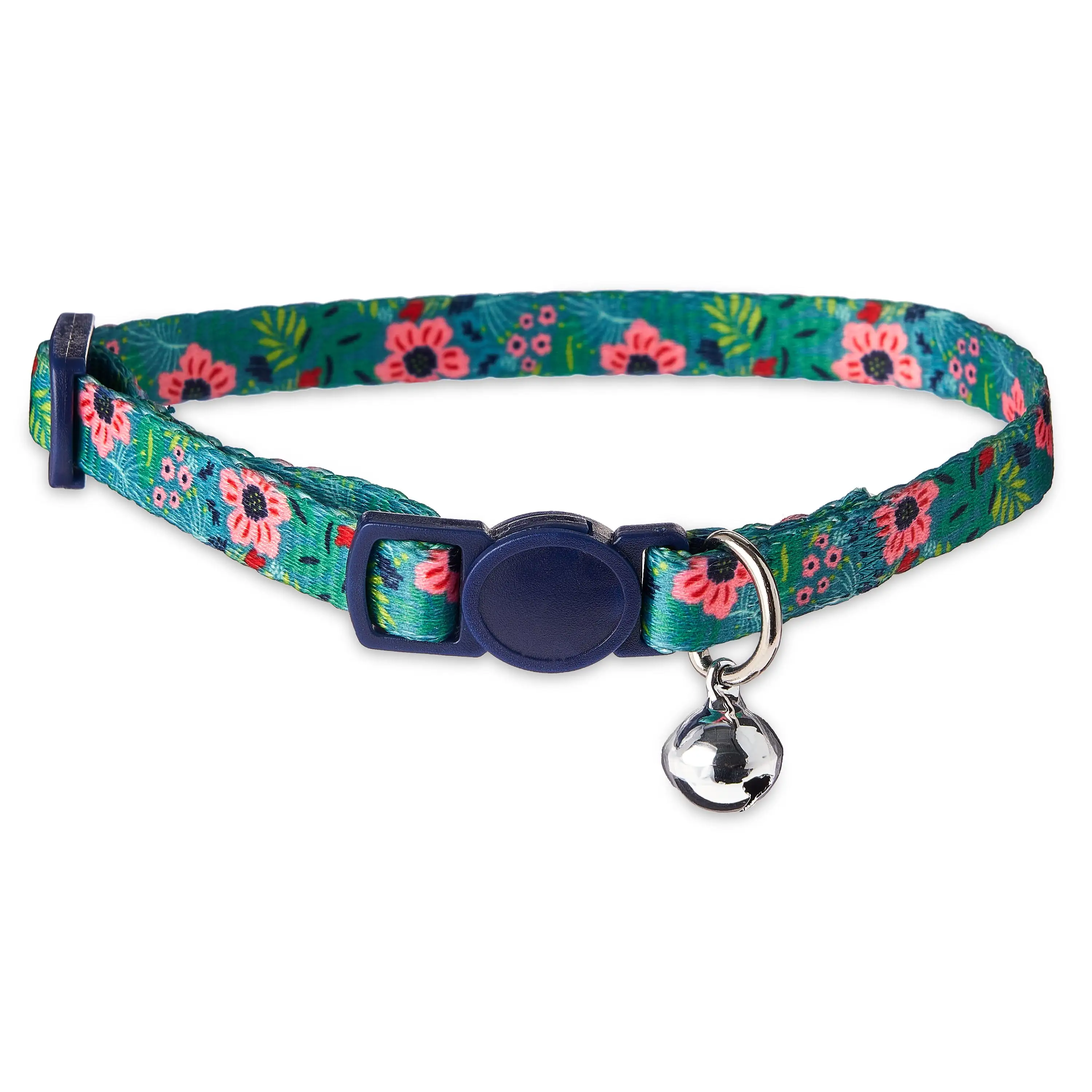 Vibrant Life. Tropical Floral Breakaway Fashion Cat Collar. Green. O/S