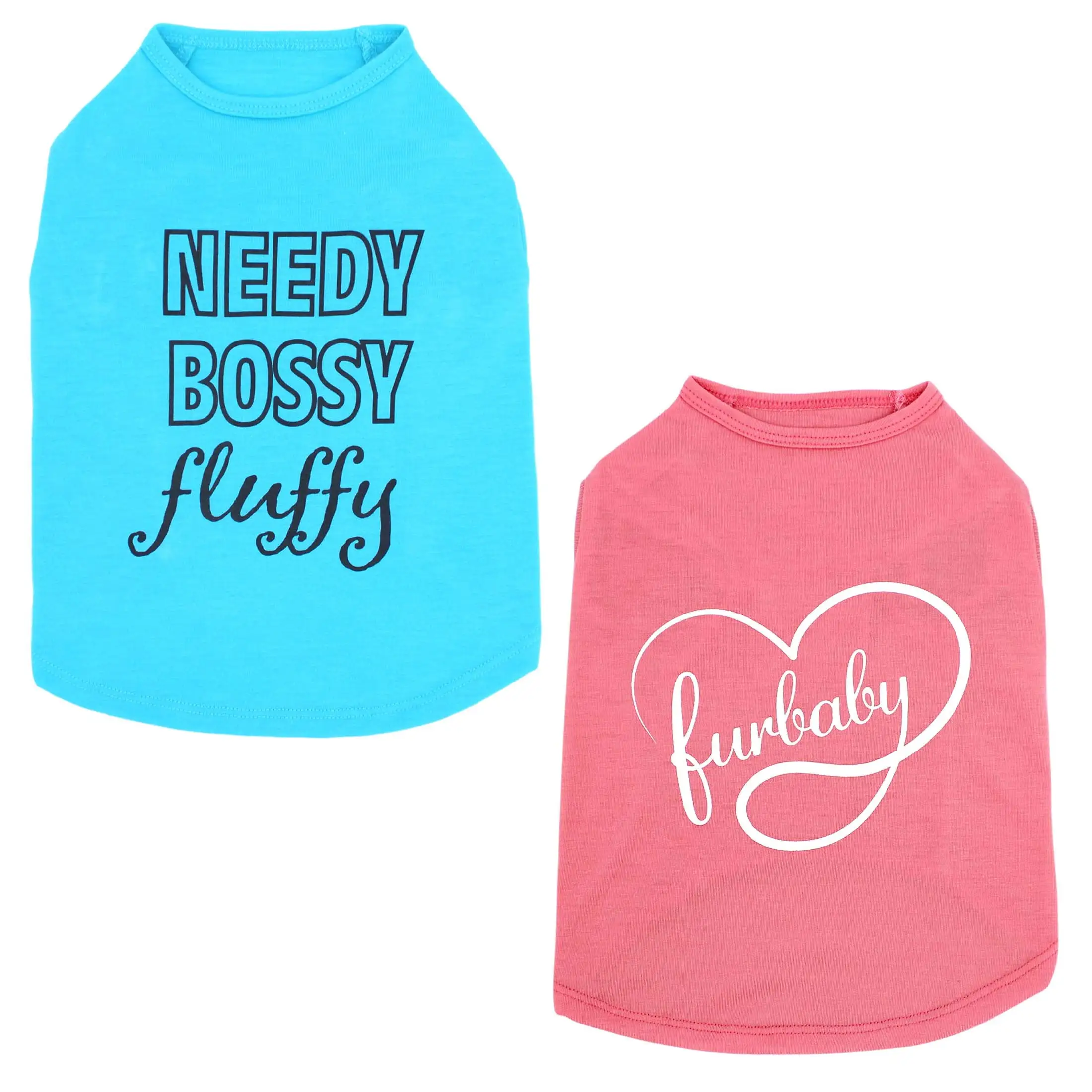 Vibrant Life Tshirt. 2pack. Needy/Furbaby. Pink/Blue. XS