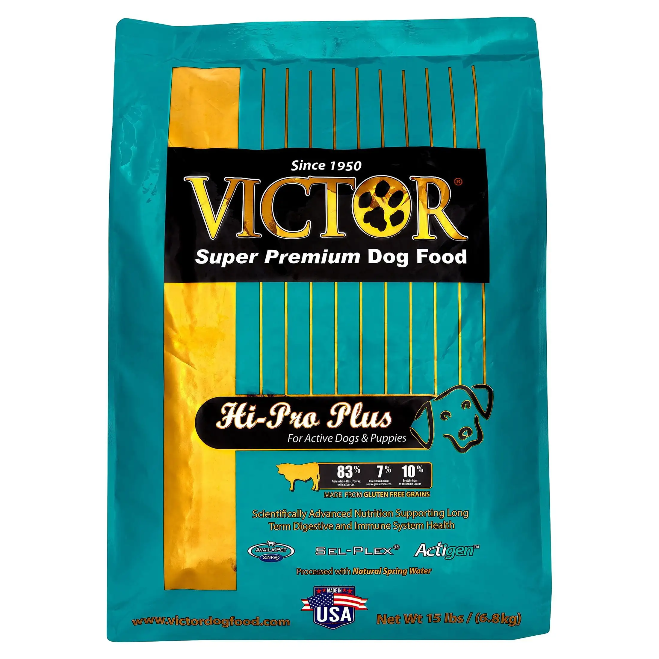 Victor Hi-Pro Plus Formula Dry Dog Food. 15 lb