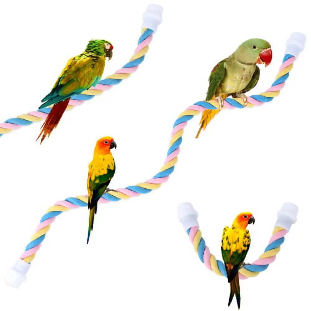 Visland Aigou Bird Spiral Rope Perch. Cotton Parrot Swing Climbing Standing Toys. Bird Training Stand Cage Accessories