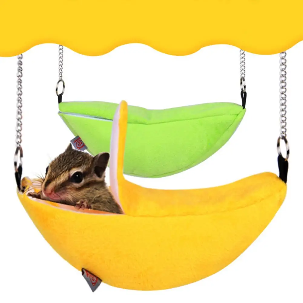 Visland Banana Hamster Bed House Hammock Small Animal Warm Bed House Cage Nest Hamster Accessories for Sugar Glider Hamster Squirrel Chinchilla Hedgehog Rat Small Bird Pet