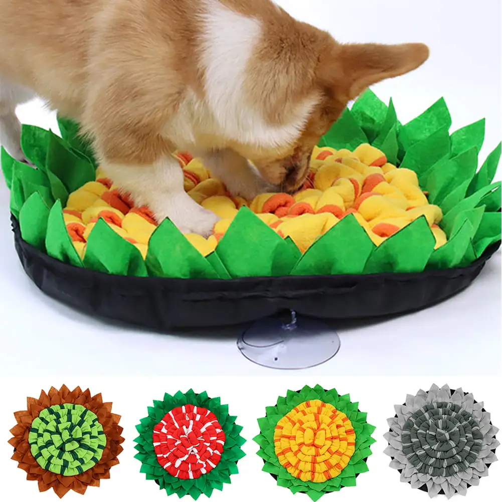 Visland Dog Cat Snuffle Mat. Portable Soft Fleece Non-Slip Washable Durable Interactive Feeding Mat for Pet Slowing Eating Smell Natural Foraging Skills Training