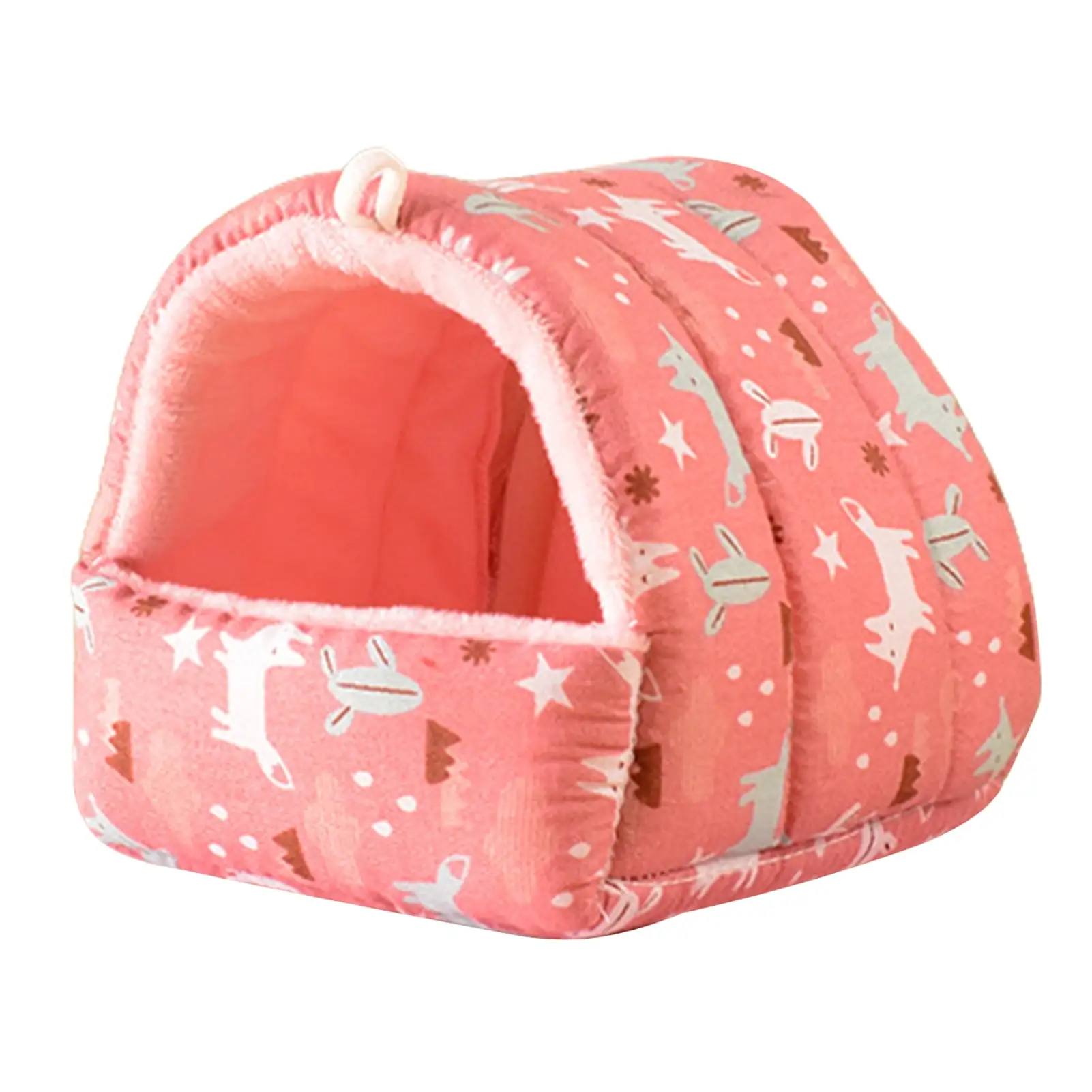 Visland Guinea Pig Bed Cave. Cute Cartoon Pattern Soft Skin-friendly Cozy Hamster House Hideout for Dwarf Rabbits Hedgehog Squirrel Winter Nest Hamster Rats Cage Accessories