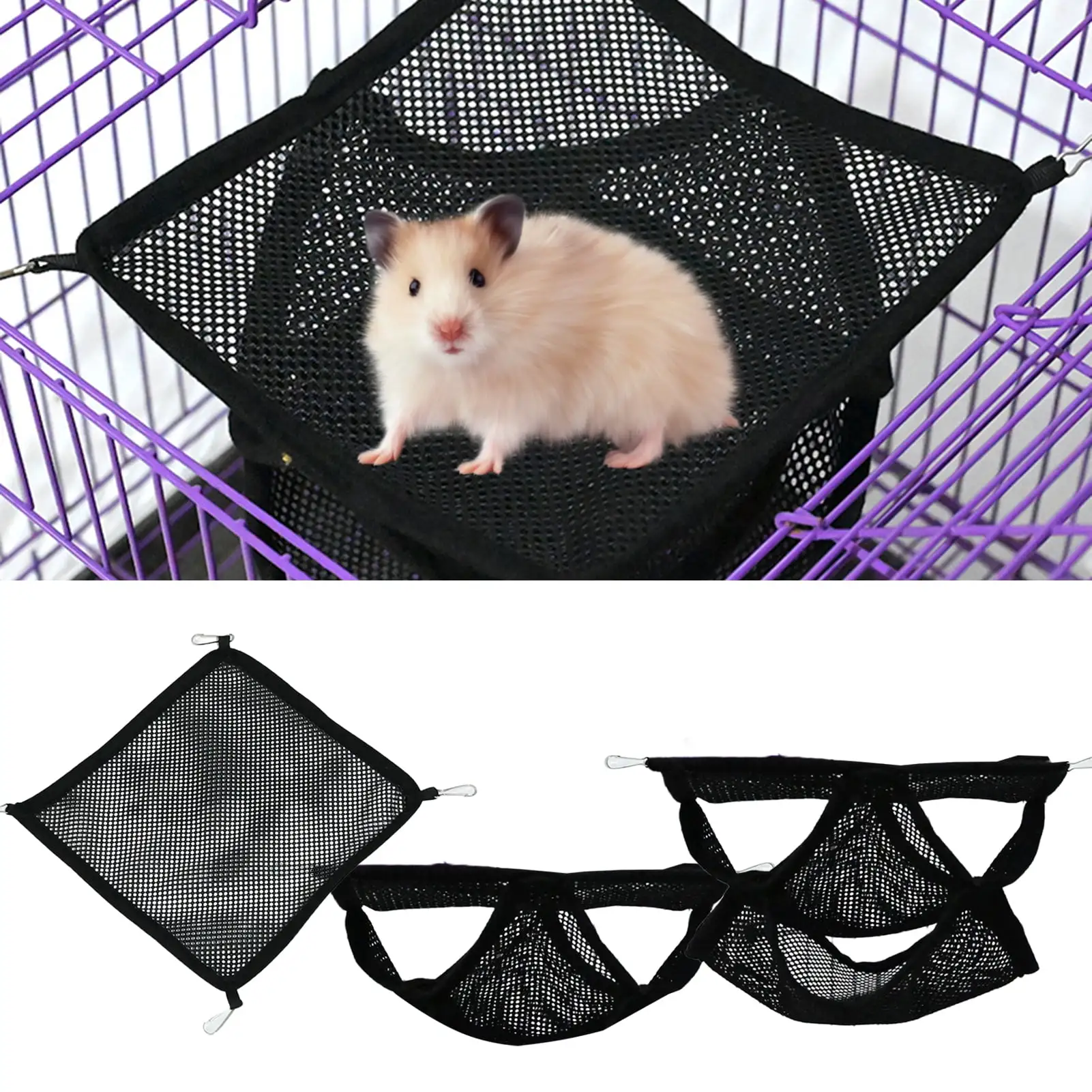 Visland Hamster Hammock Swing Toy Breathable Mesh Hanging Bed Summer Small Animal Sleeping and Resting Bed Pet Supplies for Ferret Kitten Rat Sugar Glider Squirrel