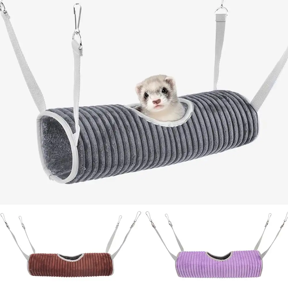 Visland Hamster Tunnel Hanging Bed Hammock. Soft Skin Friendly Flannel Thicken Winter Warm Solid Color Hamster Hammock Toys for Chinchilla Ferret Squirrel Guinea Pig Rat Playing Sleeping