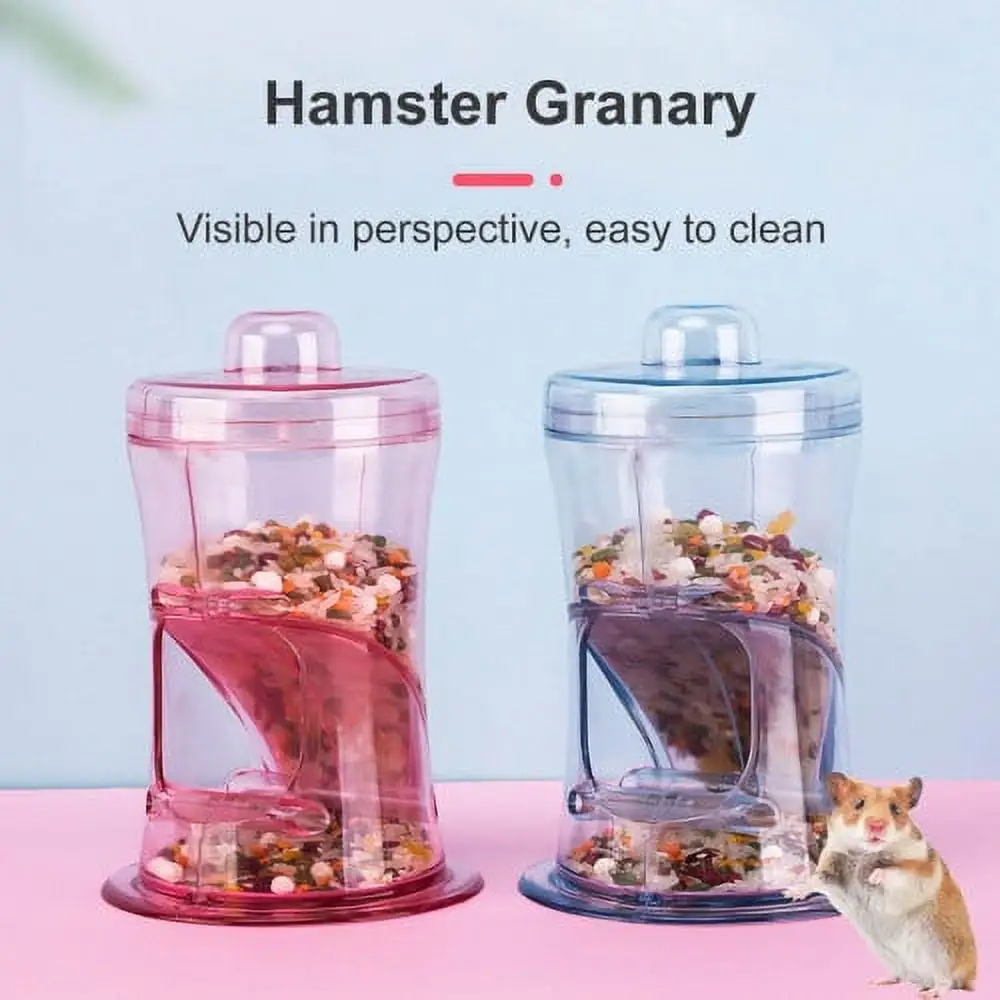 Visland Hamsters Feeder Small Animals Transparent Automatic Dispenser Auto Dispensers Pet Pellets Food Storage Bowl Easy to Clean