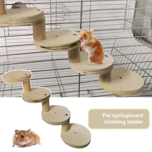 Visland High Stability Detachable Natural Wooden Hamster Chew Toys Ladder Bridge for Parrot Ferret Squirrel Hamster Rat Small Animals Little Rodent to Play and Exercise