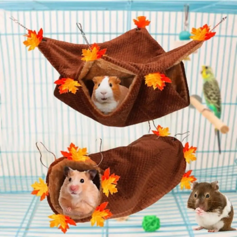 Visland Plush Hamster Hammock or Hideout Tunnel.Keep Warm Hanging Bed or Tubes for Guinea Pigs Rat Ferret Chinchilla Cage. Small Animals Pet Supplies