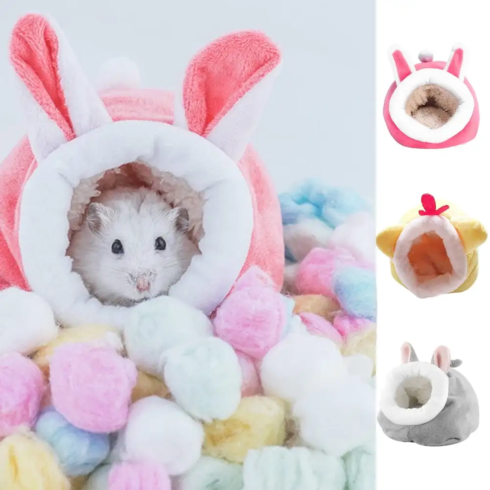 Visland Rabbit Guinea Pig Hamster House Bed Cute Soft Small Animal Pet Winter Warm Squirrel Hedgehog Chinchilla House Cage Nest Hamster Accessories