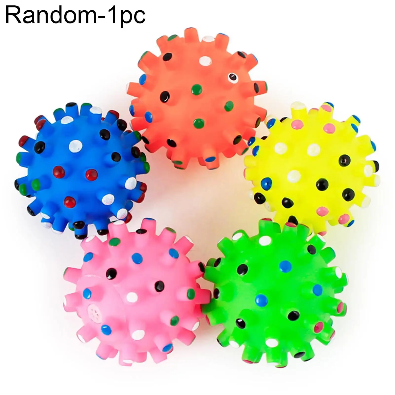 Visland Squeaky Dog Toy Balls for Medium and Large Dogs Fetch Ball Puppy Chew Toy Spike Ball. Durable Bounce Squeak Play Catch Ball - Random Color 1PC