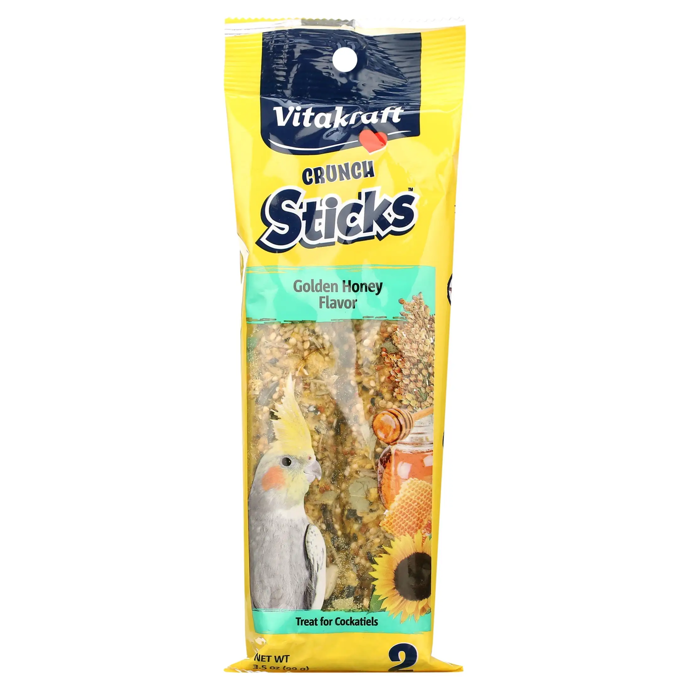 Vitakraft Crunch Sticks Cockatiel Treat - Golden Honey - Pet Bird Treat Toy