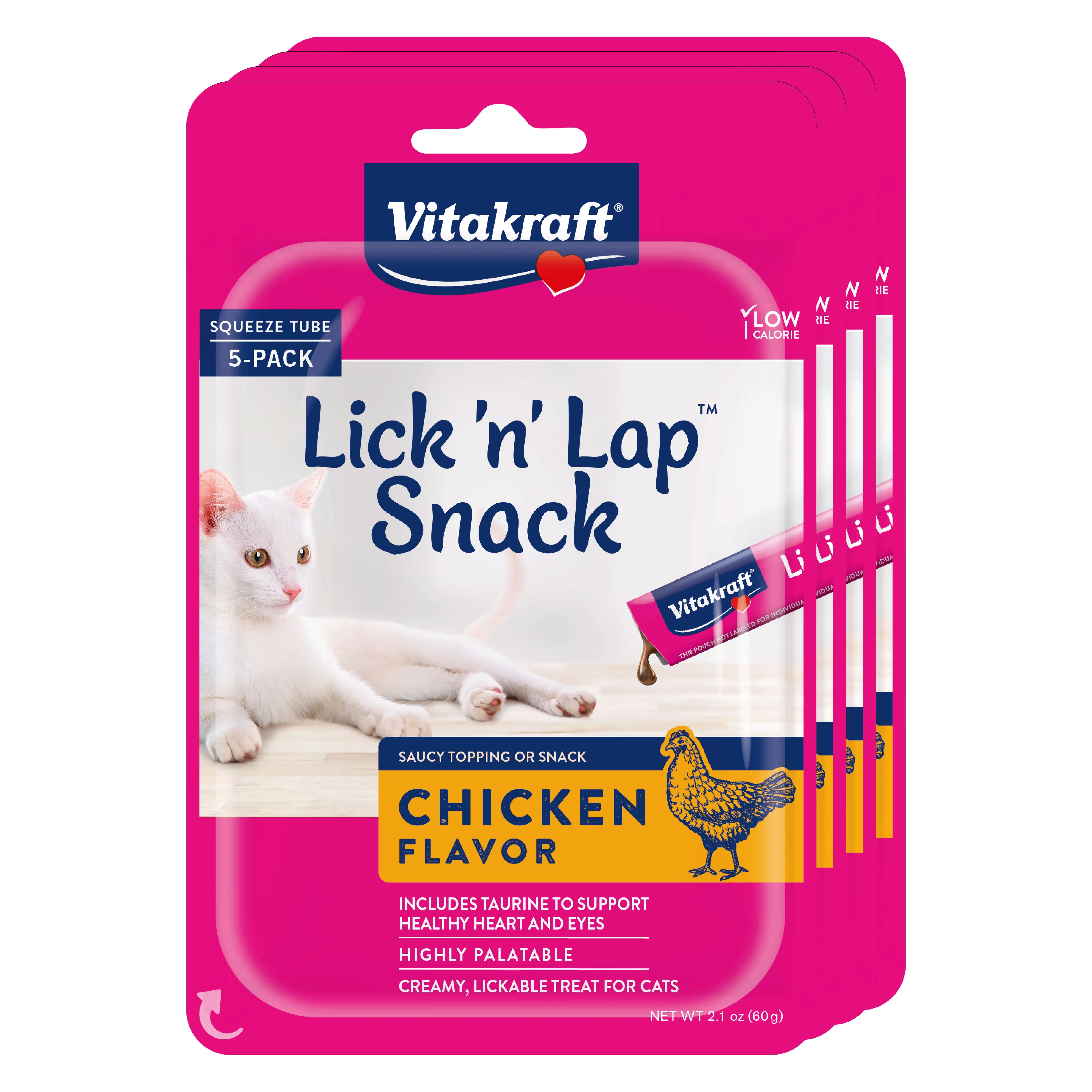 Vitakraft Lick 'n' Lap Creamy Lickable Cat Treat - Chicken Flavor. 20 Pack