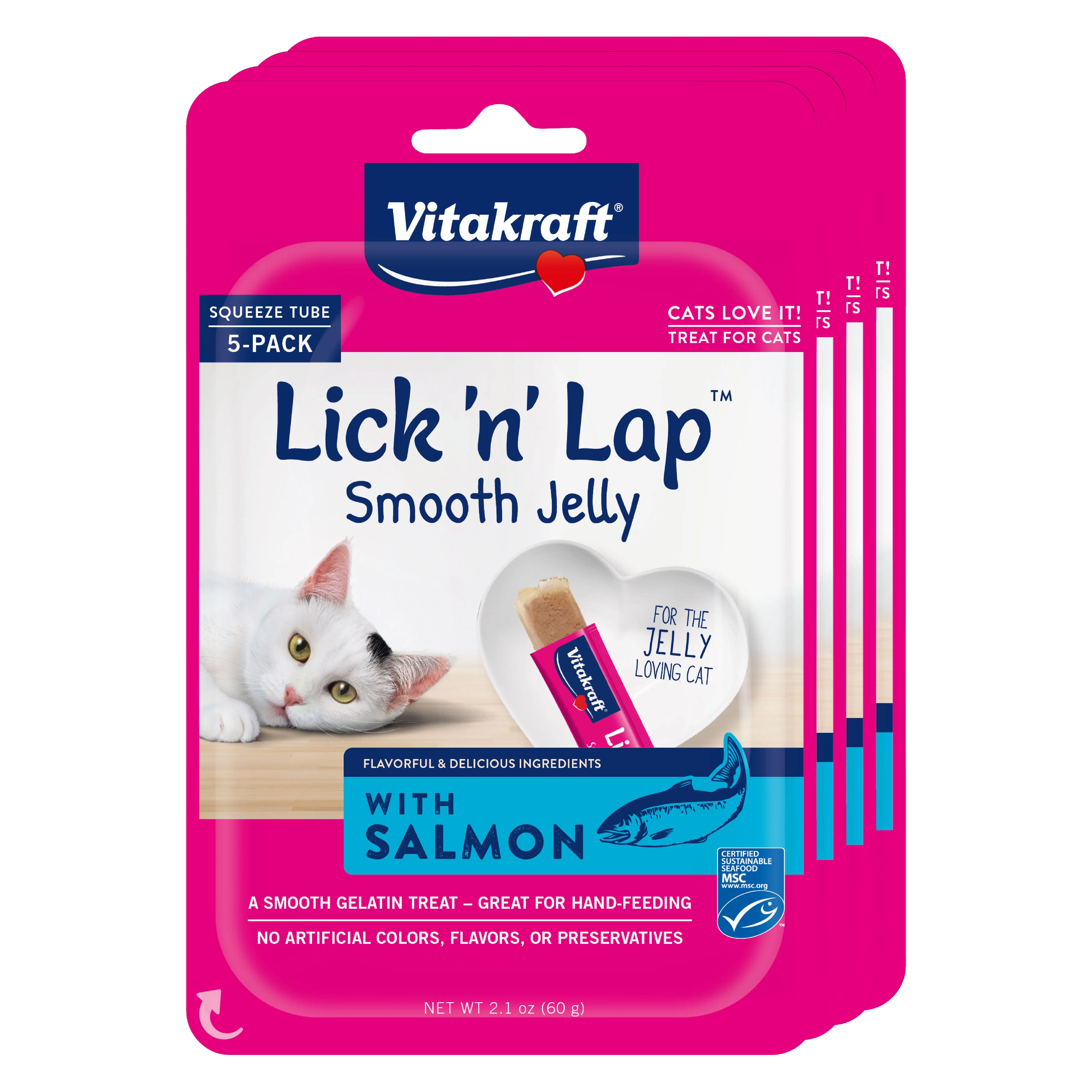 Vitakraft Lick 'n' Lap Smooth Jelly Cat Treat - Salmon Flavor. 20 Pack. 8.4 oz