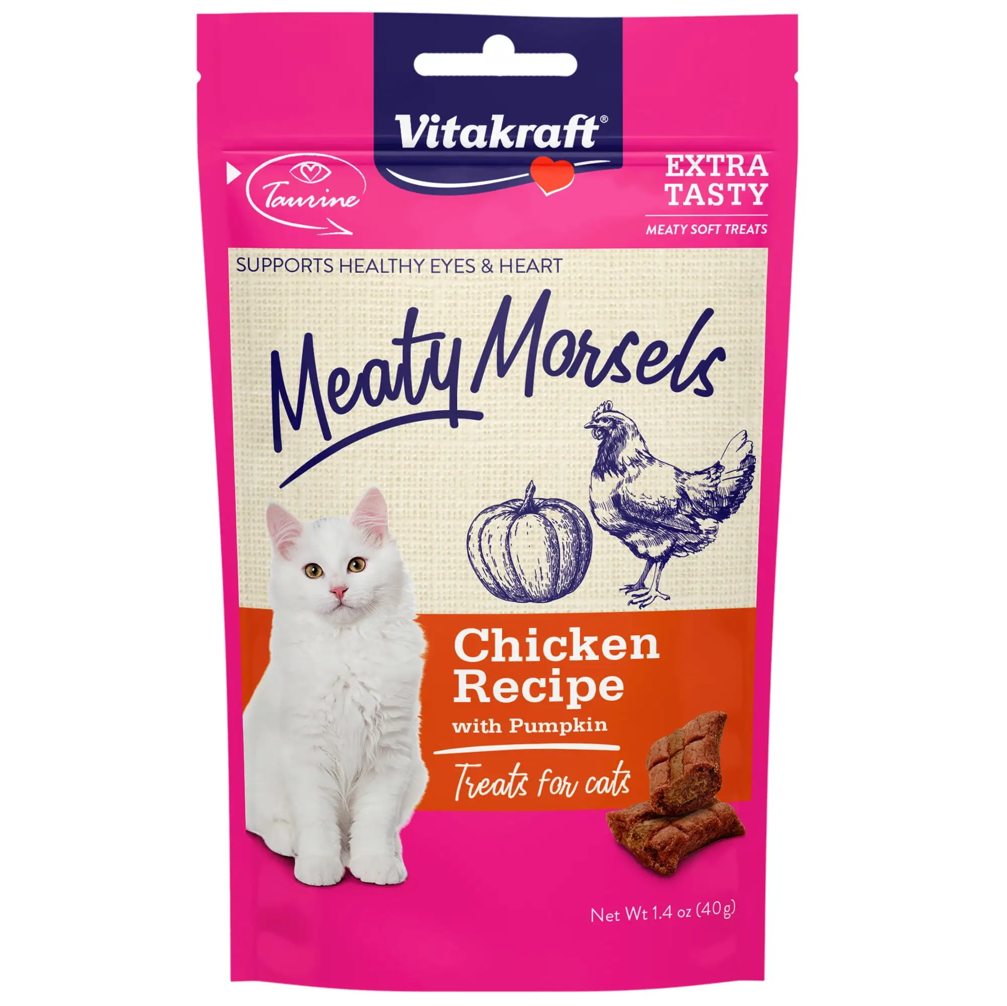 Vitakraft Meaty Morsels. Soft Cat Treats. Chicken with Pumpkin. 4 Count Multi-Pack