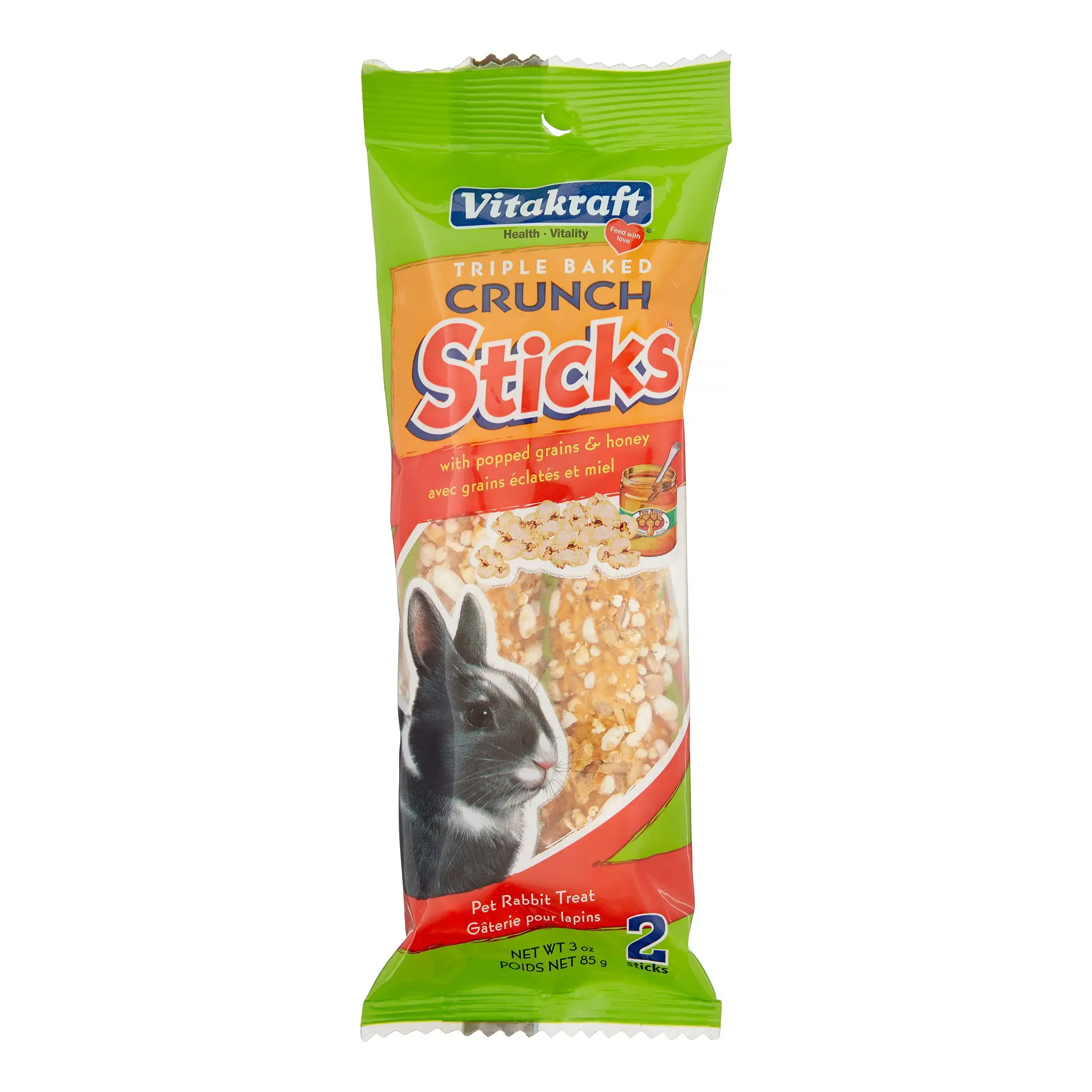 Vitakraft Rabbit Crunch Sticks w/Popped Grains & Honey Treat Sticks 2pk 3 oz.