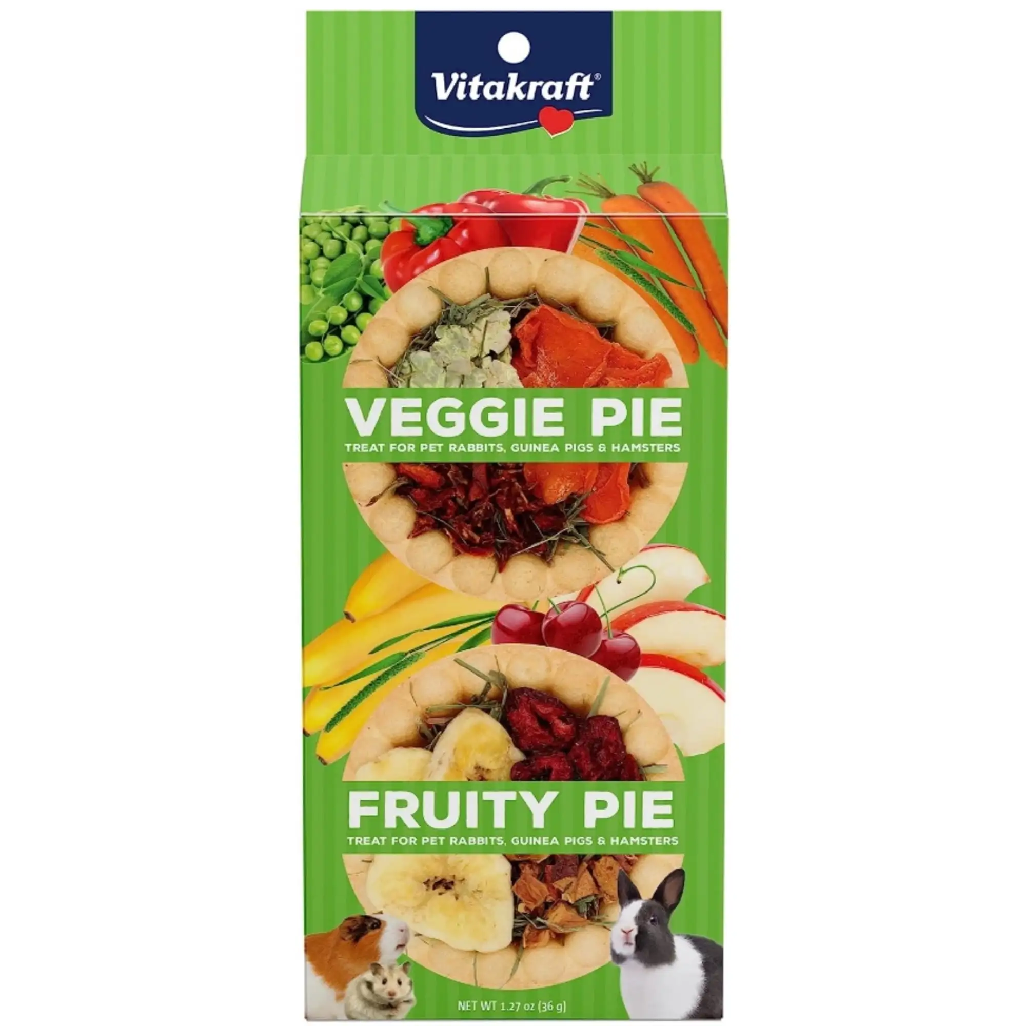 Vitakraft Veggie and Fruity Pie Treat for Rabbits. Guinea Pigs. and Hamsters