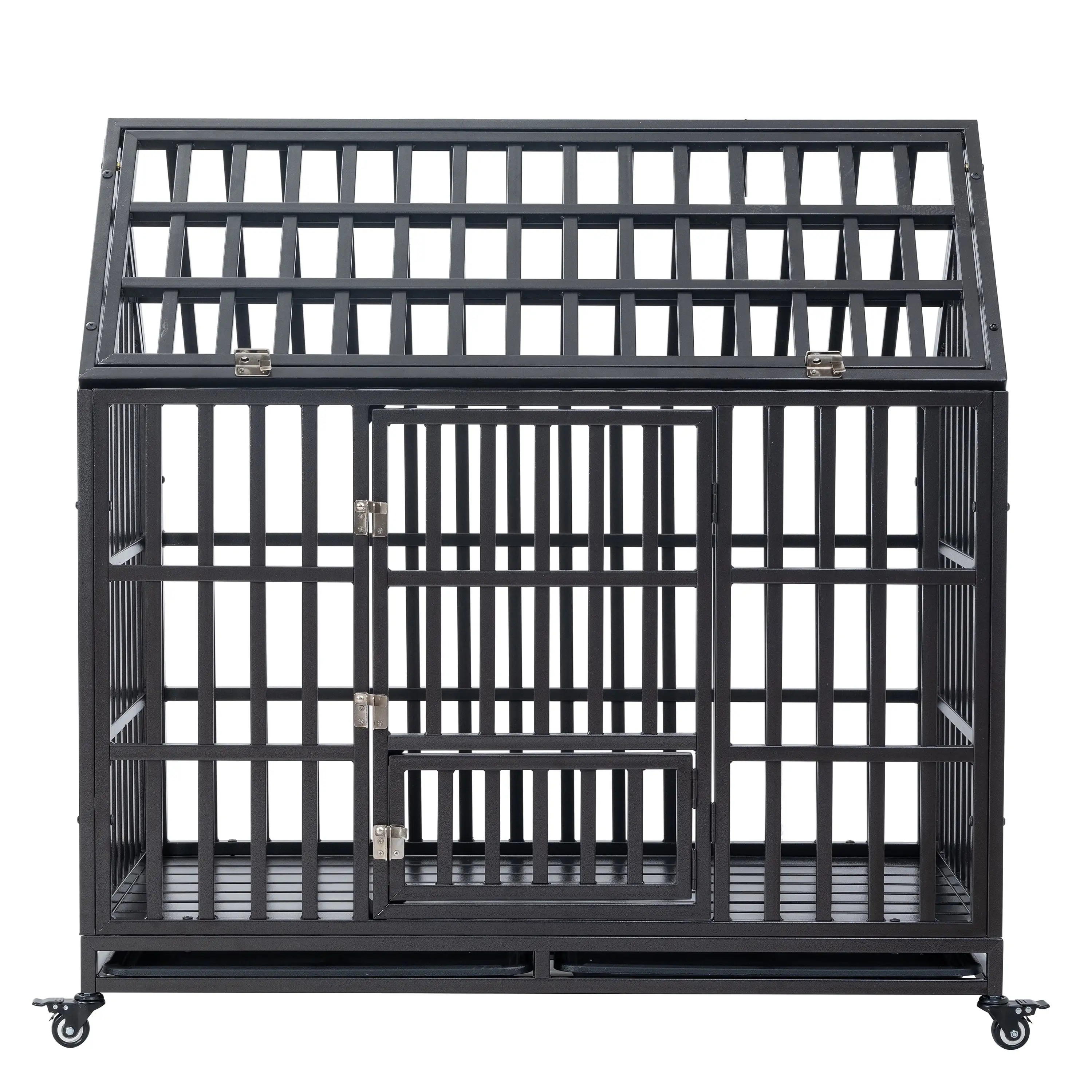 Vivifying Heavy Duty Dog Cage 85.86H. Pet Crate with Roof & window on roof. Black