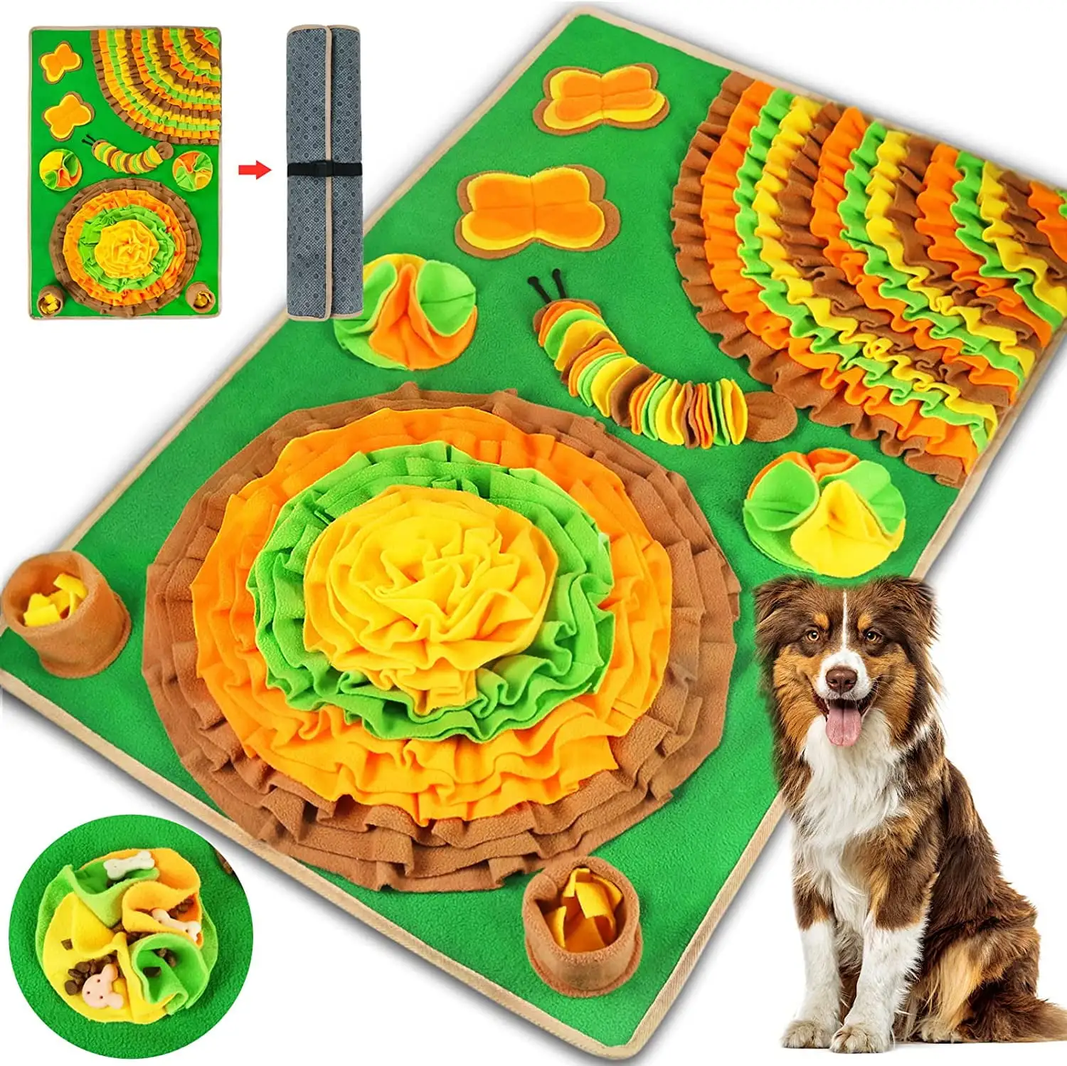 Vivifying Snuffle Mat for Dogs. 35??23 Pet Mat for Large Dogs and Cats Gift Snuffle Mat. Interactive Dog Feeding Mat Help Mental Stimulation and Brian Training( Green)