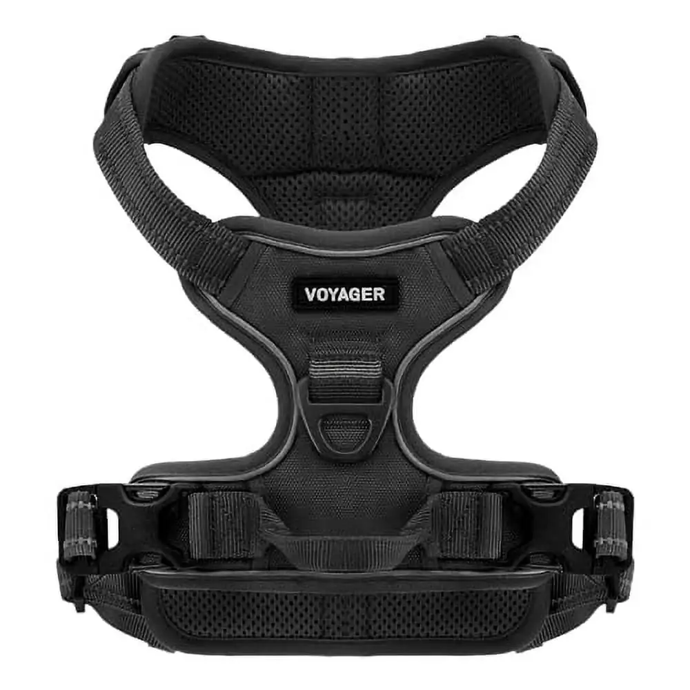 Voyager Dual Attachment No-Pull Adjustable Dog Harness - Black. Medium