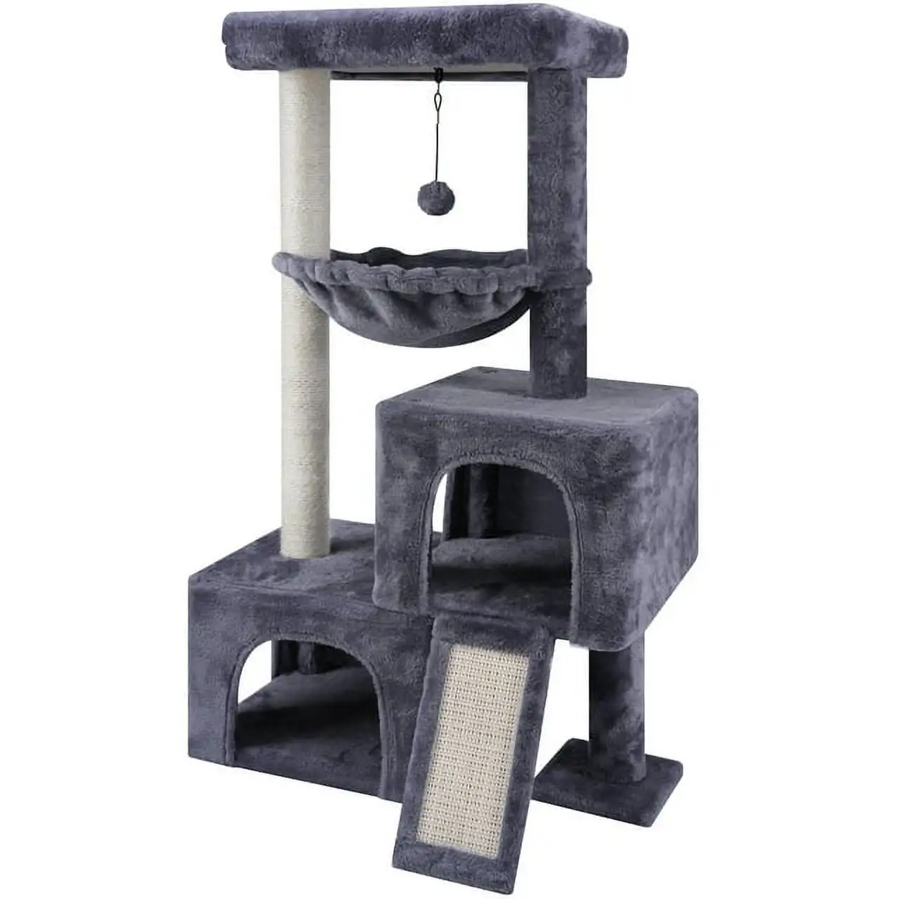 WK Cat Tree Tower for Indoor Cats.Activity Centre Cat Tower with Two Cat Condos Hammock Scratching Posts.Grey