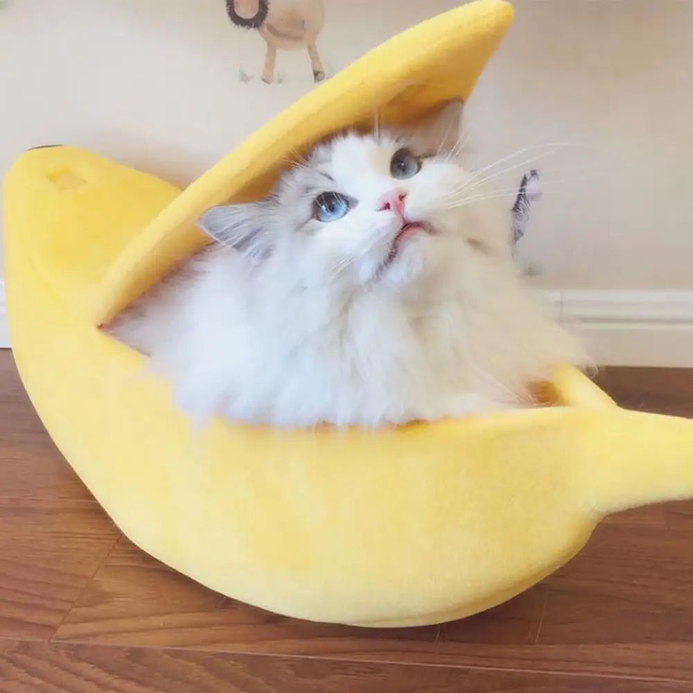 WSBDENLK Small Pet Bed Banana Shape Warm Soft Plush Breathable Bed Banana Bed Pet Beds Clearance Beds Beds