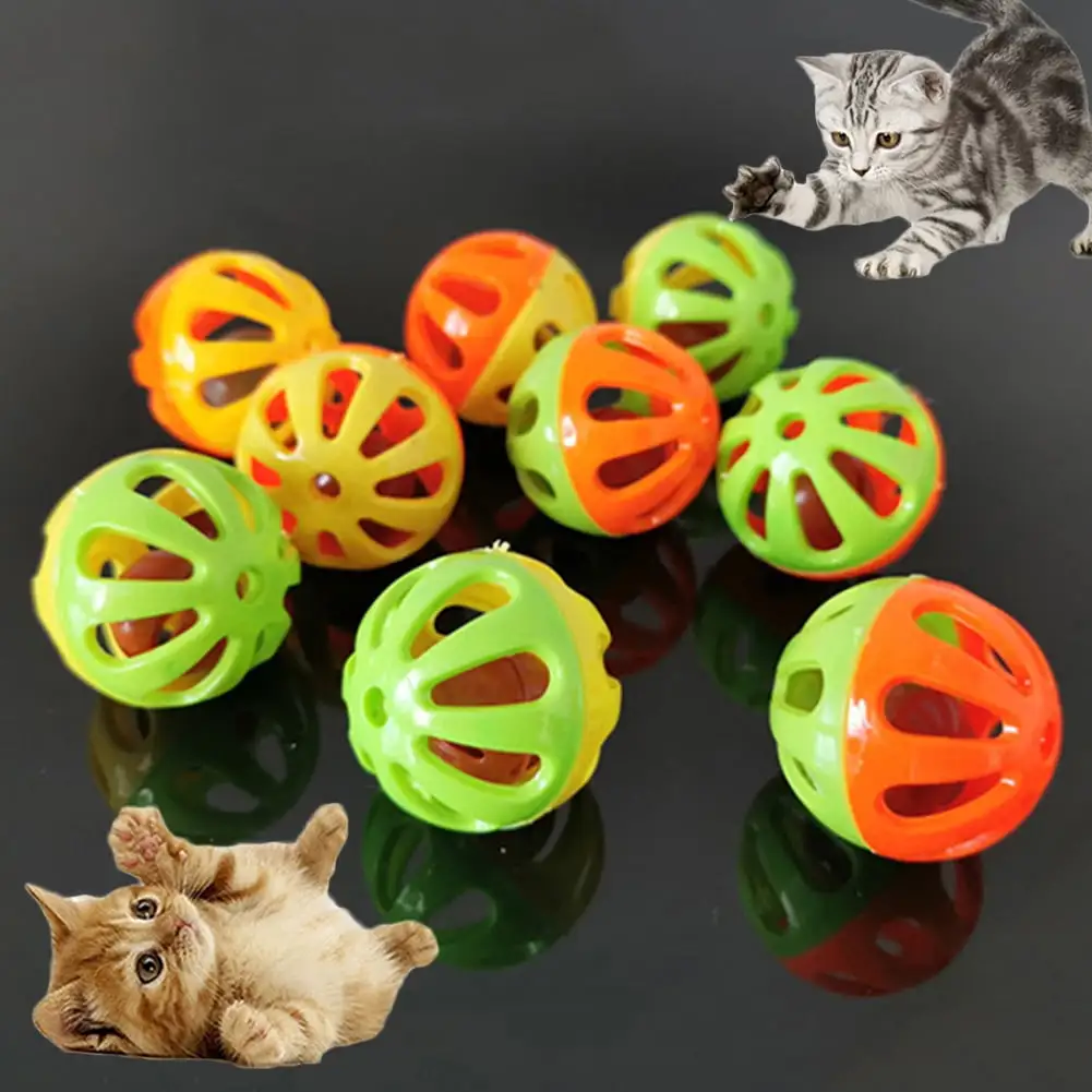 Walbest 10Pcs 1 42 Cat Toy Ball with Bell Pet Toy Cat Bell Ball Cat Toy with Bell Cat Jingle Balls for Cats Kitten Plastic Cat Toys Jingle Balls Pounce Rattle Ball Toys Random Color