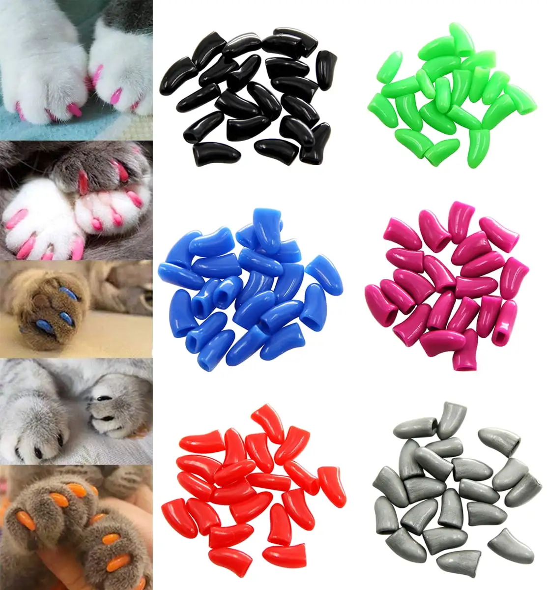 Walbest 20Pcs Cat Nail Caps. Colorful Pet Cat Soft Claws Nail Covers for Cat Claws (Orange. S)