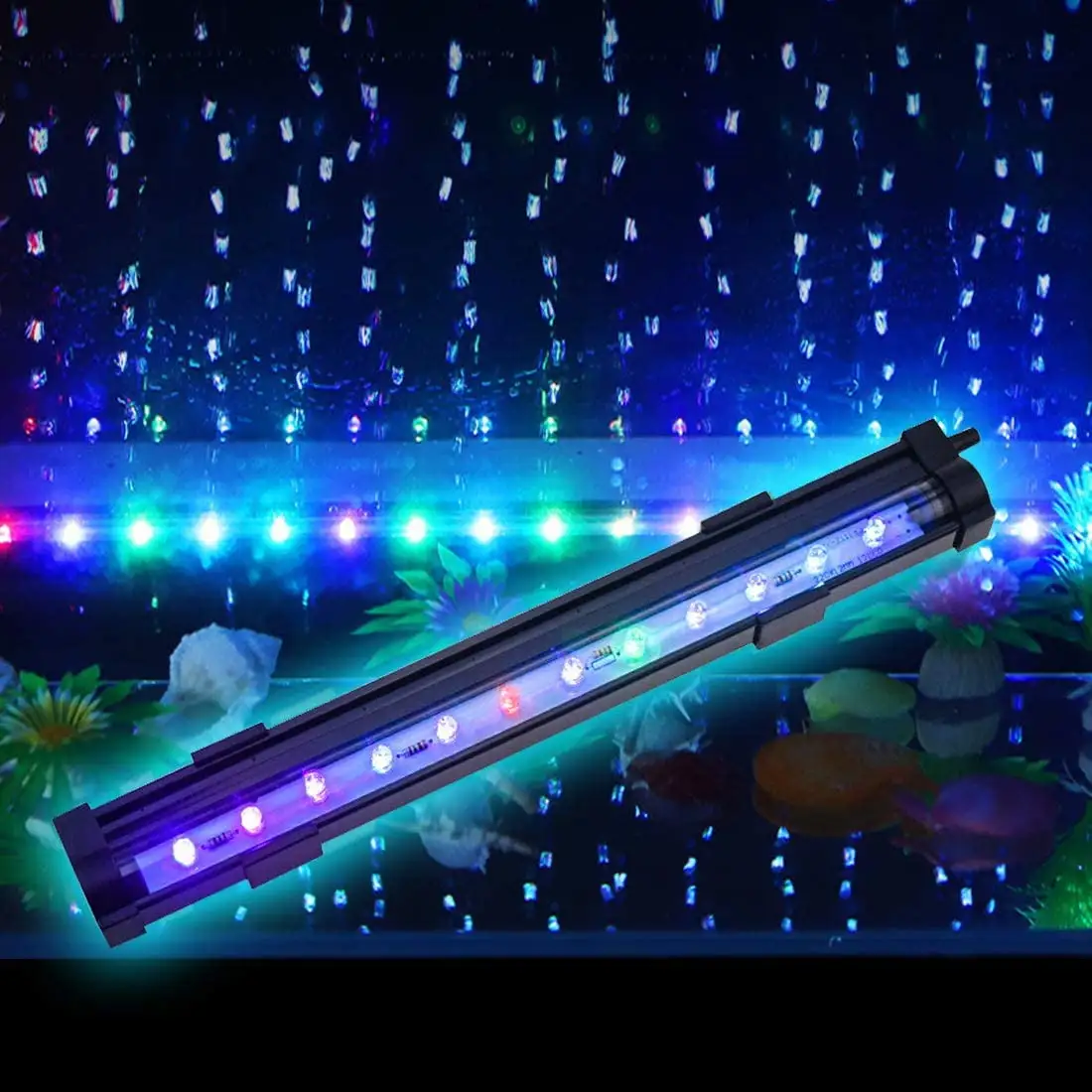 Walbest Aquarium Fish Tank Air Stone with Automatic Color Changing LED Light for Fish Tank Air Pump