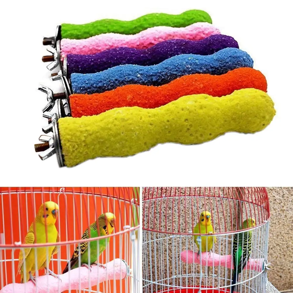 Walbest Bird Perch Parrot Stand Cage Accessories Natural Wooden Stick Paw Grinding Rough surfaced Chew Toy for Cockatiels Cockatoo Conure Parakeet (Random Color S)