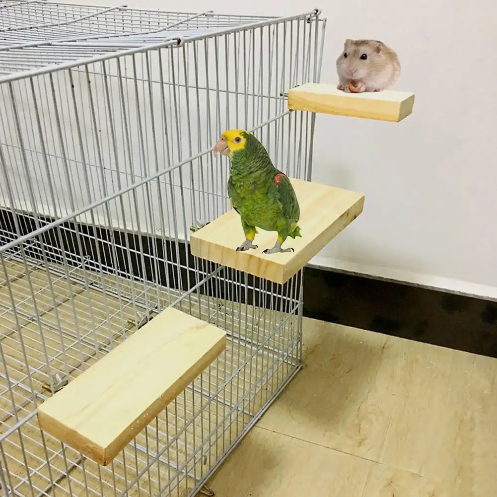 Walbest Bird Wood Platform Parrot Perch Stand Parakeet Playground Cage Corner Shelf for Conures Budgies Parakeets Cockatiels Lovebirds (M)