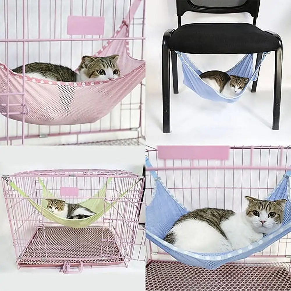 Walbest Cat Hammock.Cat Kennel Mesh Small Pet Animal Cat Bed Hanging Hammock Cage Bed Waterproof Durable Breathable (Pink. S)