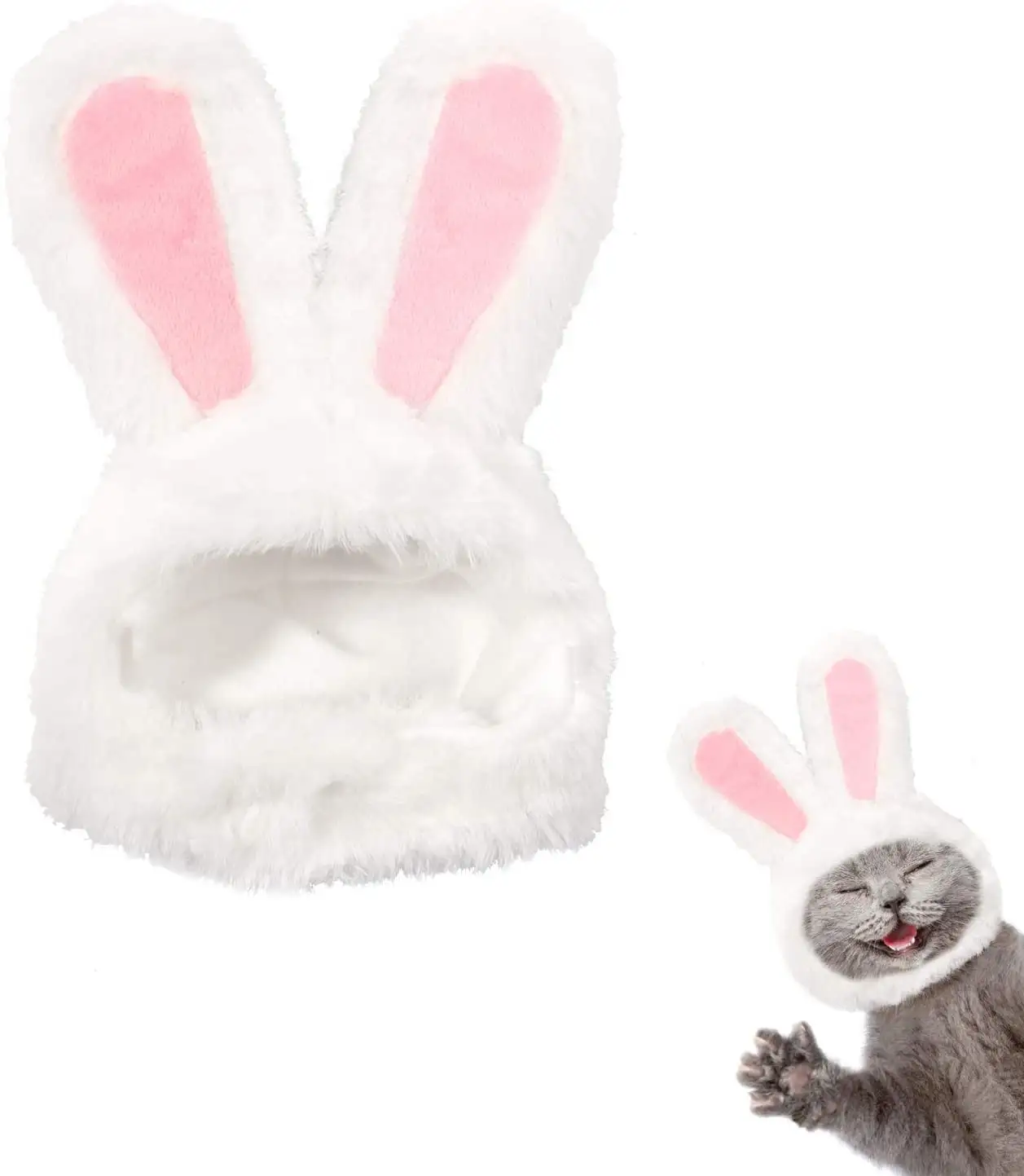 Walbest Cute Costume Bunny Rabbit Hat with Ears for Cats & Small Dogs Party Costume Easter Pet Accessory Headwear