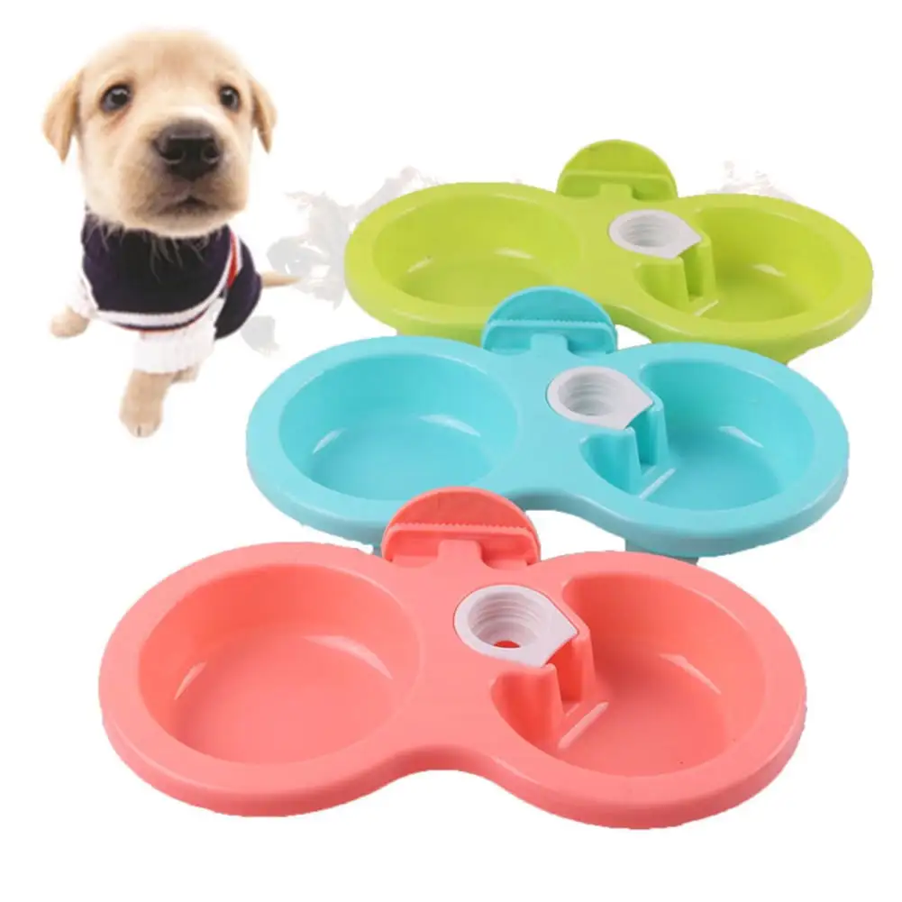 Walbest Dog Cat Bowls Plastic Double Dog Food and Water Bowls . Pet Feeder Bowls Small Puppy Bowl for Small Dogs Cats (Rose Red)