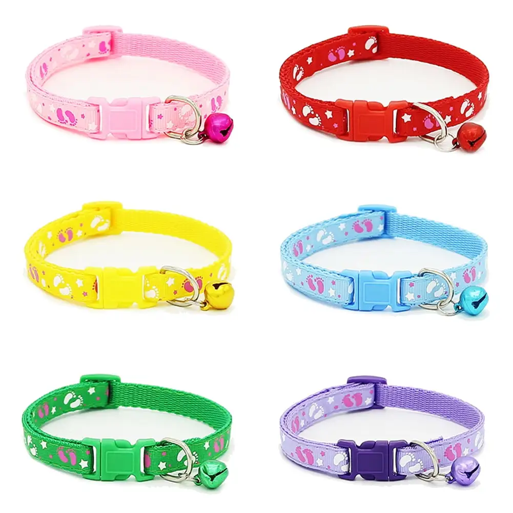 Walbest Dog Cat Collar with Bell - Adjustable Soft Polyester Pet Puppy Collar. Fit for Small and Medium Dogs Cat