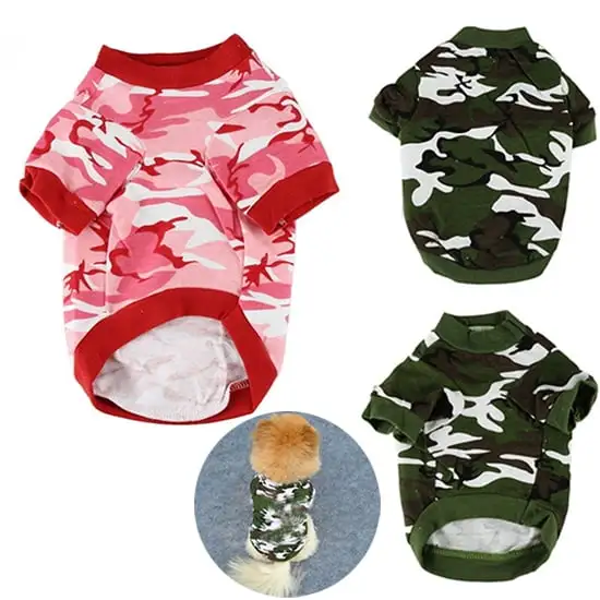 Walbest Dog Clothes Camo Shirts Pet Costume Clothes Comfortable Camouflage Puppy Tee Shirts Sweatshirt Breathable Dog Vest Pet Apparel for Small Medium Dogs Cats. Pink. M