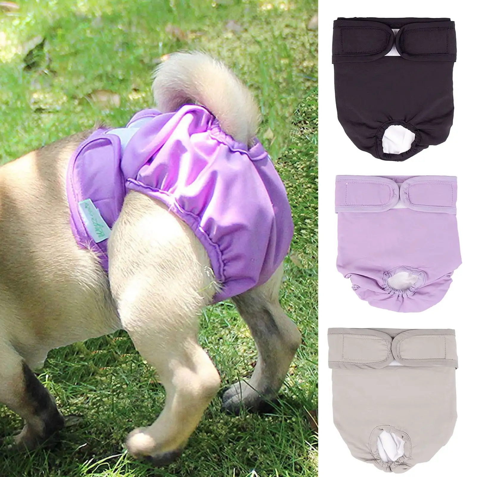 Walbest Dog Diapers Washable & Reusable Female and Male Dog Diapers Materials Durable Machine Washable Solution for Pet Incontinence and Long Travels. Black. XS