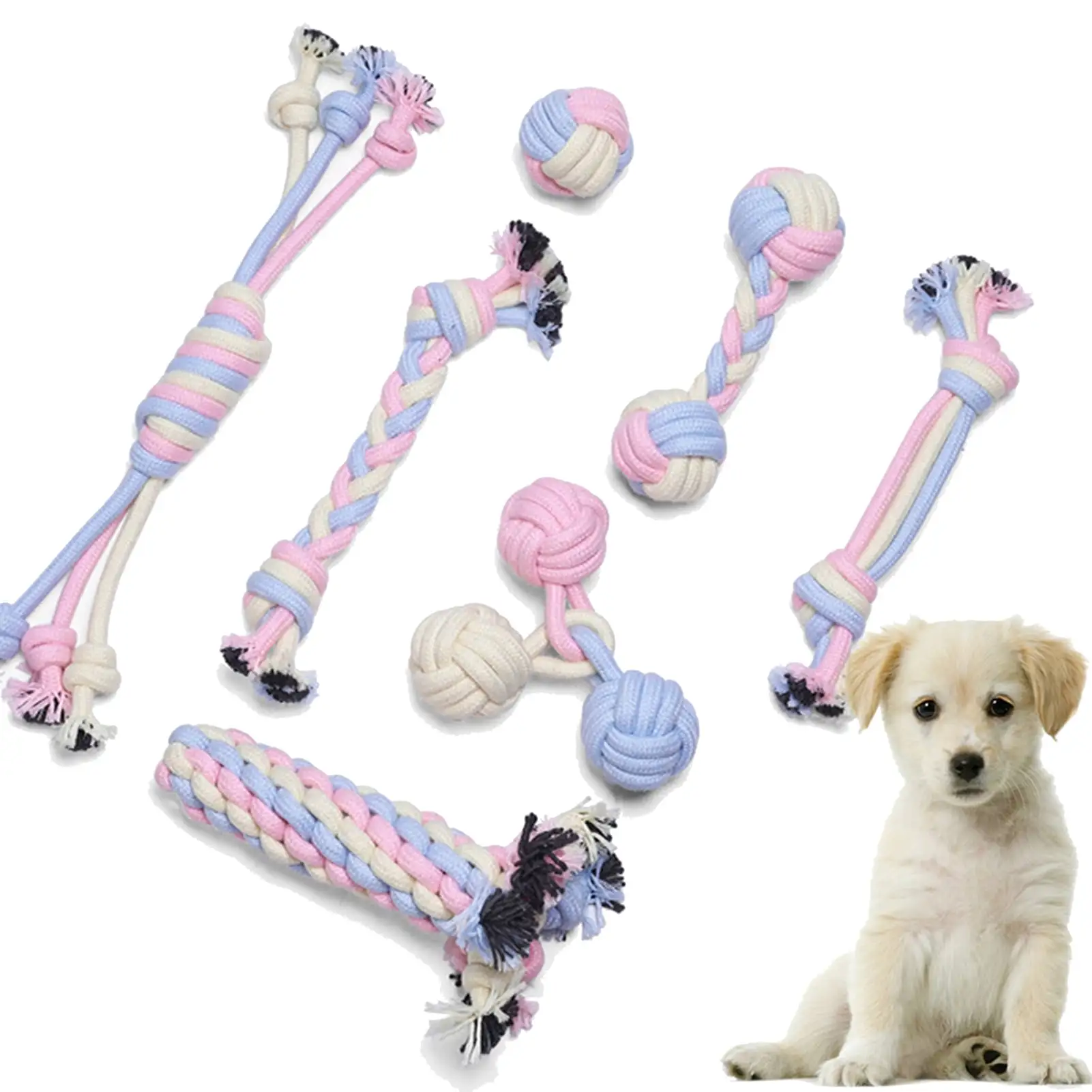 BESTSKY Dog Rope Toys Puppy Chew Toys Cotton Rope & Rope Ball Puppy Teething Chew Tug Toy for Small/Medium Dogs for Playtime and Teeth Cleaning