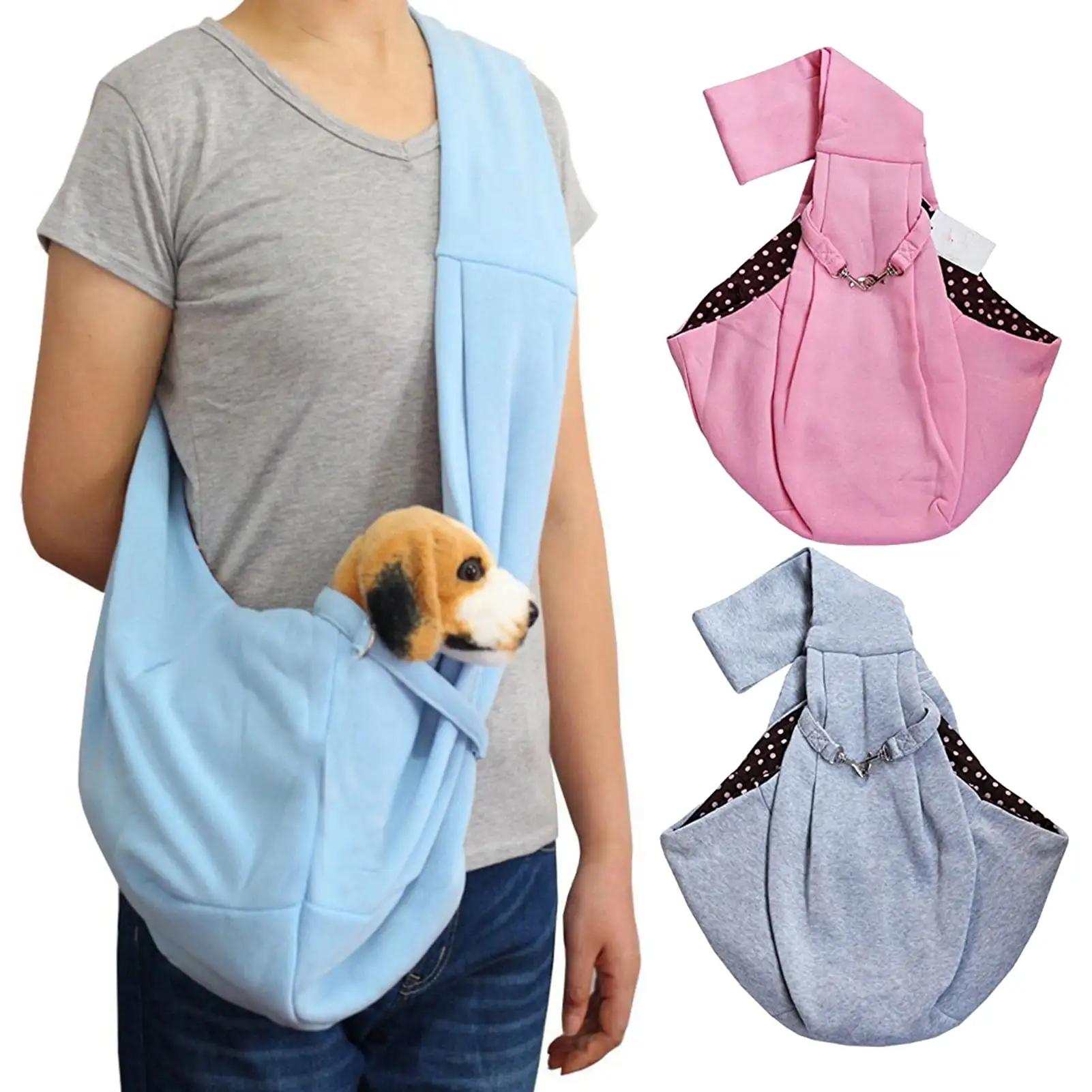 Walbest Dog Sling Carrier Bag with Hands Free Reversible Belts. Safe Comfortable Adjustable Crossbody Shoulder Outdoor Travel Pet Tote Suitable for Small Pet Cat Puppy up