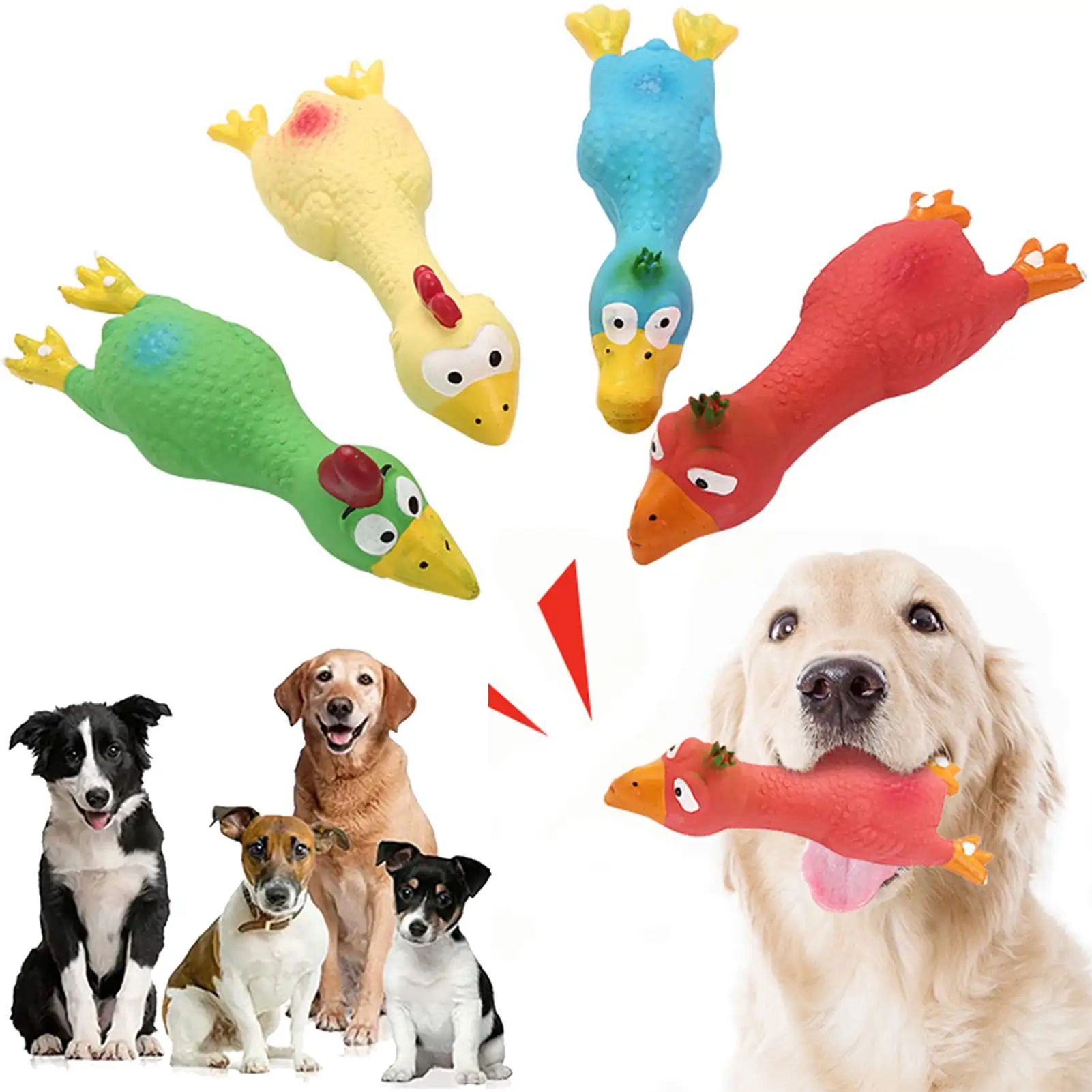 Walbest Dog Squeaky Toys. Dog Small Screaming Chicken Toys. Long Soft Rubber Chew Molar Dog Toys for Puppy Small Medium Dogs. Blue