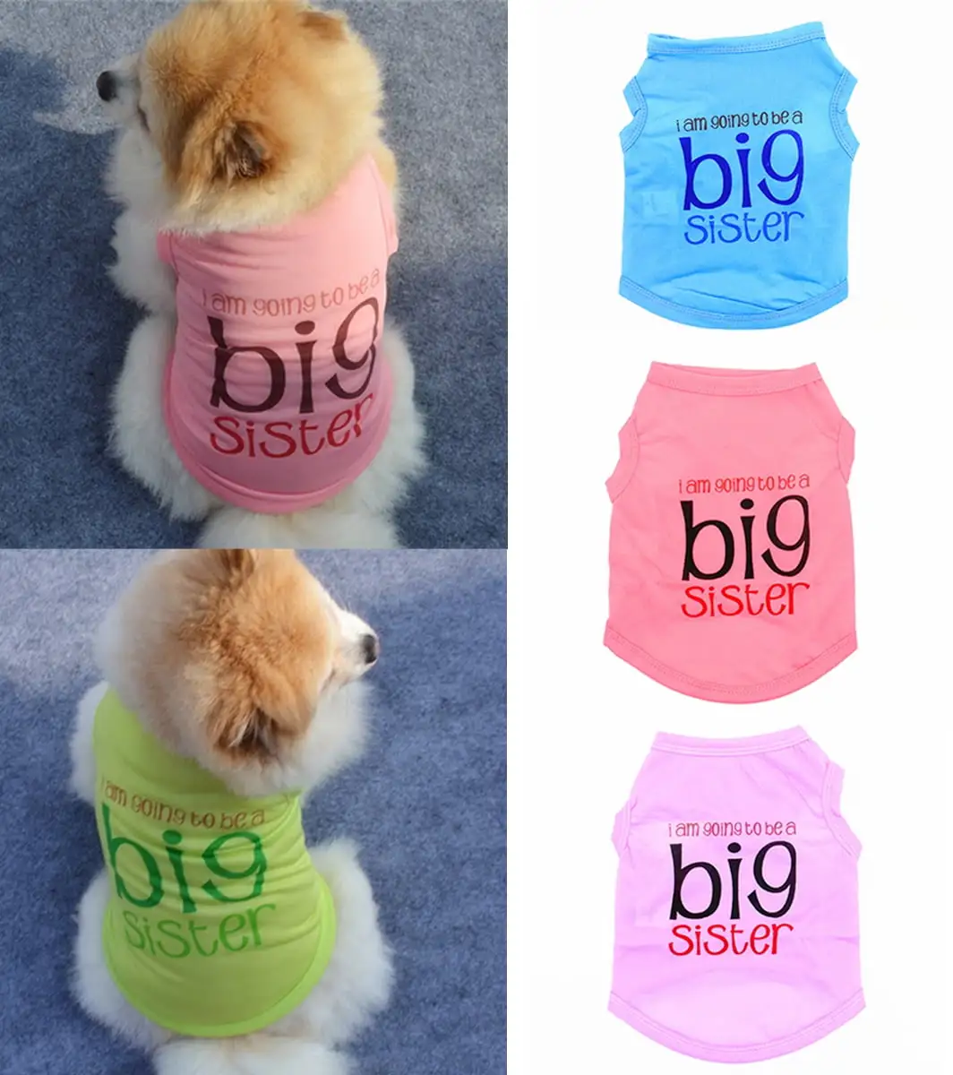 Walbest Dog T-Shirt Polyester Puppy Shirts I am going to be a big sister Print Pet Dog Shirt Small Dog Clothes Summer Pet Shirt Doggie Vest for Small Dogs Pets Puppy Kitten. Purple. S Size