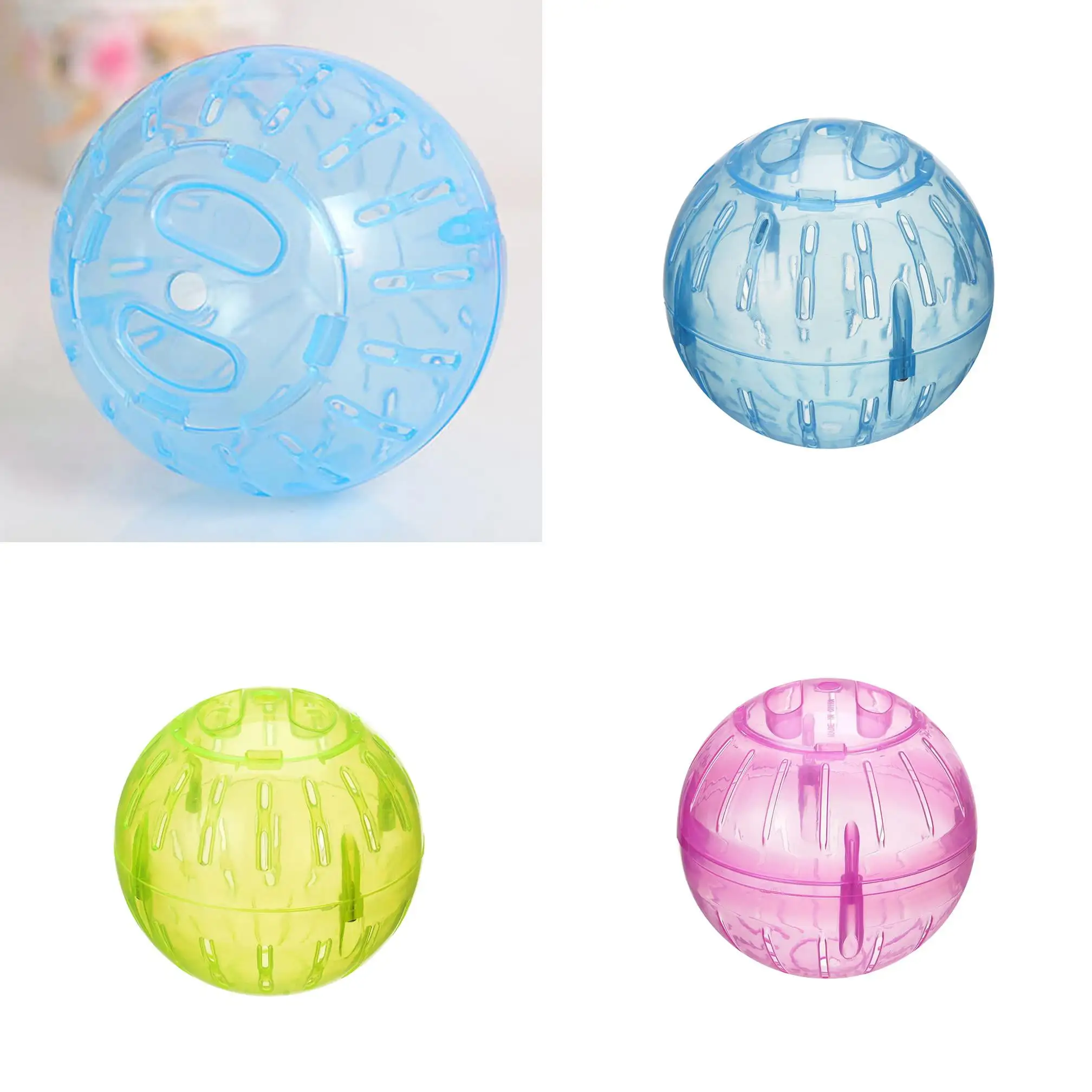 Walbest Hamster Exercise Ball. 3.9inch Transparent Hamster Running Wheel Mini Running Activity Exercise Ball for Dwarf Hamster. Small Animals Cage Accessories for Small Animal Pet Rat Mice (Pink)